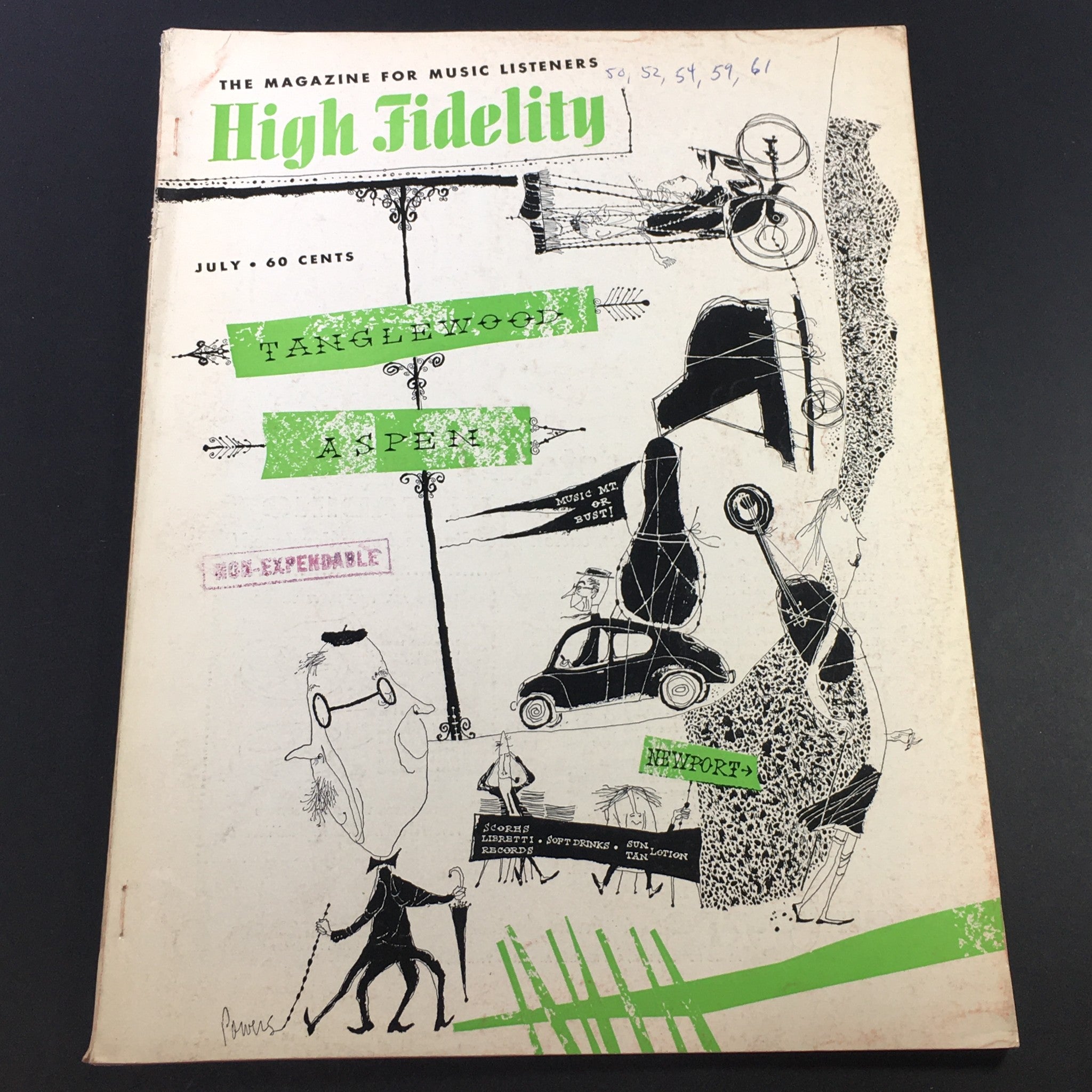 VTG High Fidelity Music Magazine July 1957 - Tanglewood Aspen Illustration