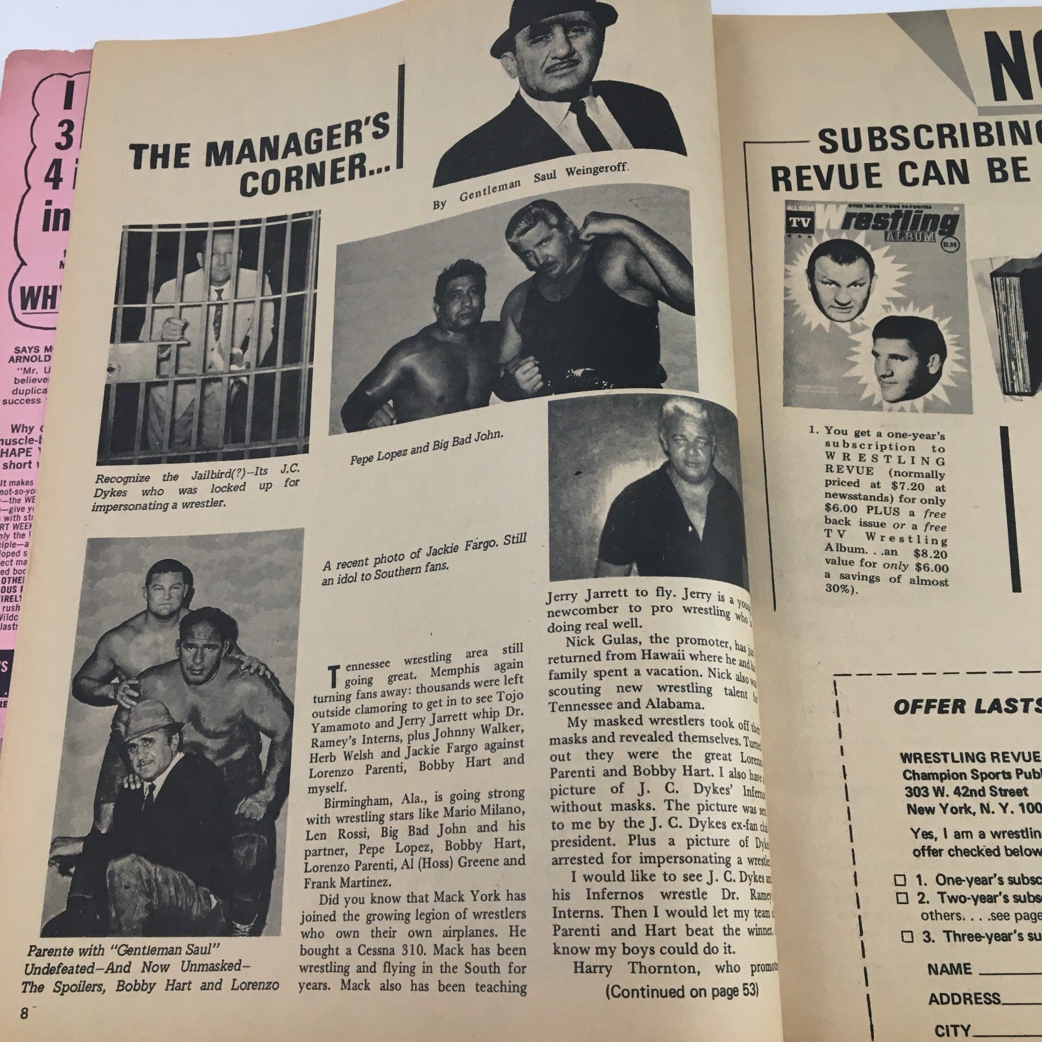 Wrestling Revue Magazine December 1970 Randy Curtis & Tojo Yamamoto, No Label