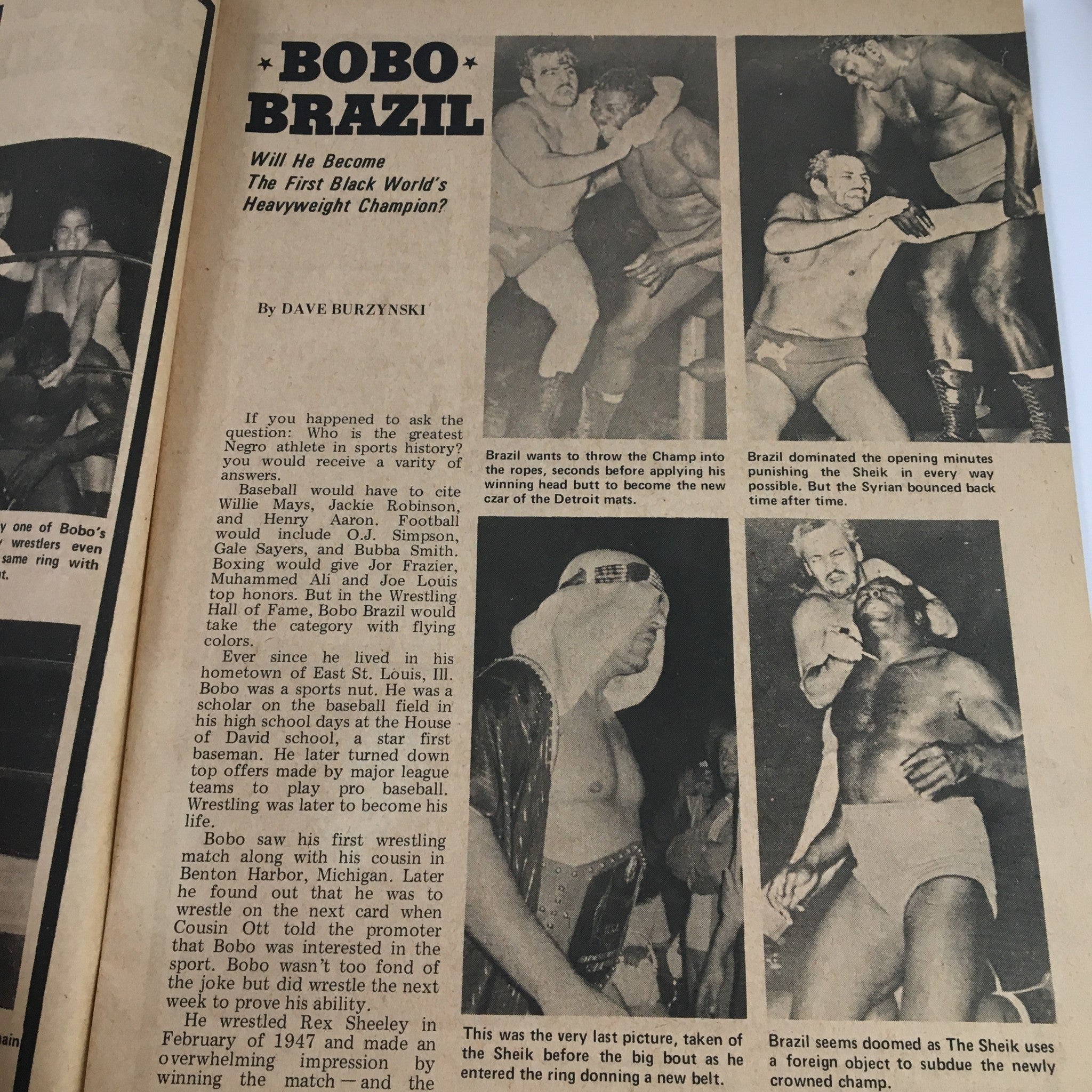 Wrestling Monthly Magazine July 1972 Don Leo Jonathan & Danny Hodge - Bobo Brazil article discussing his career and achievements in wrestling, featuring vintage photographs.