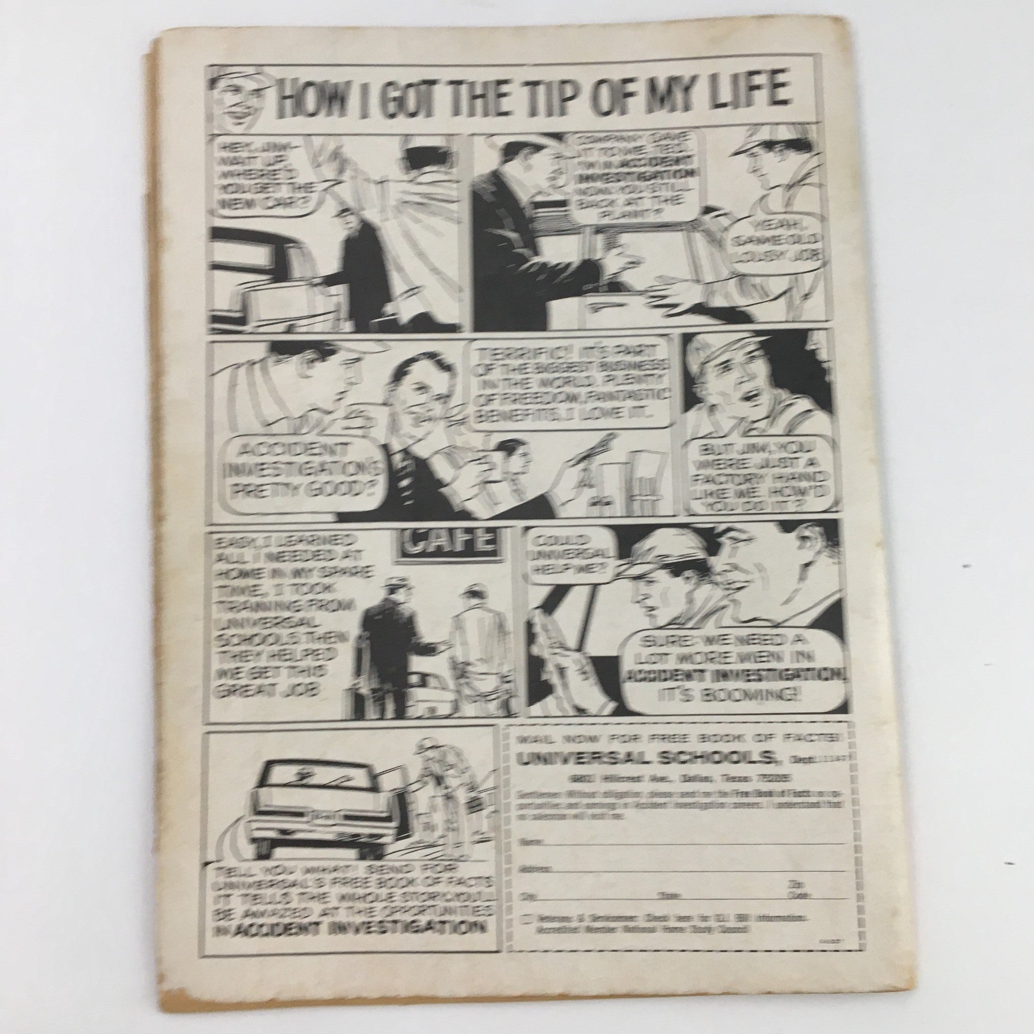 Wrestling Monthly Magazine July 1972 Don Leo Jonathan & Danny Hodge - Back cover illustration depicting a humorous comic strip related to the wrestling world.