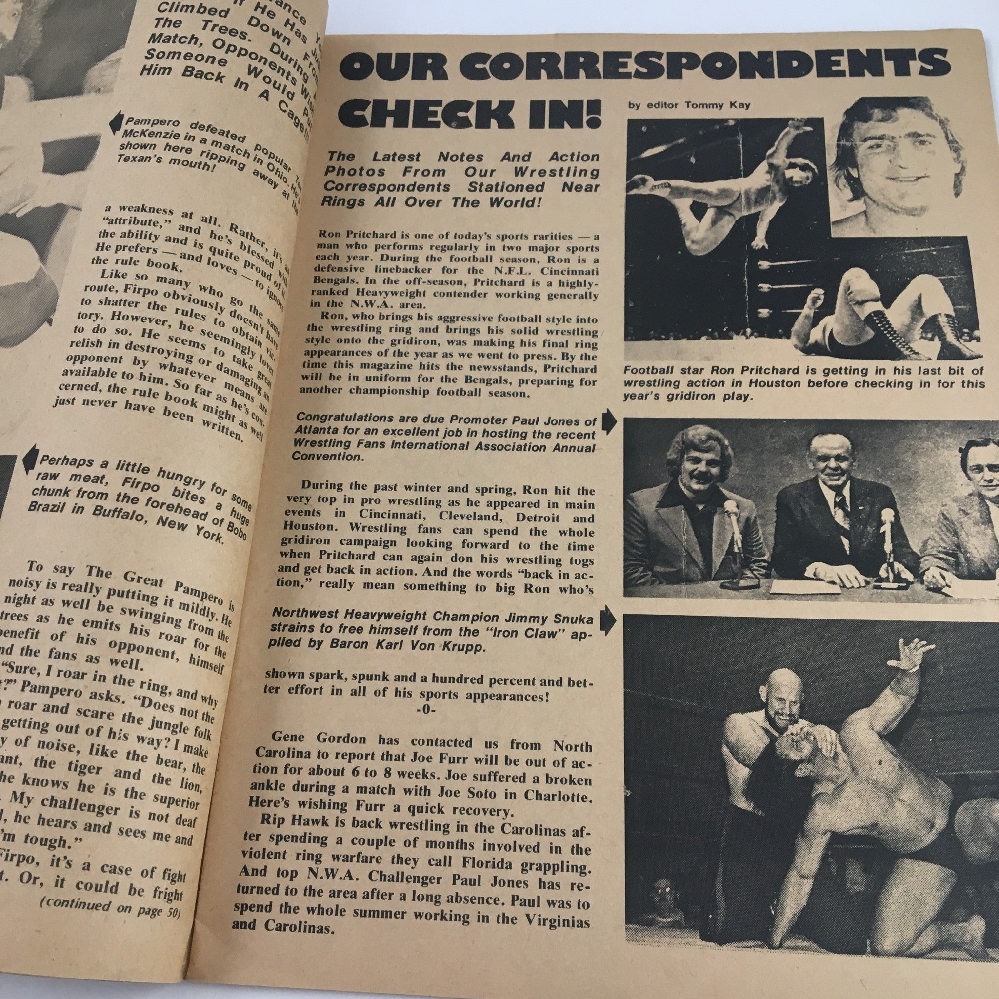 Complete Wrestling Roundup October 1974 Pampero Firpo & Nick DeCarco, No Label