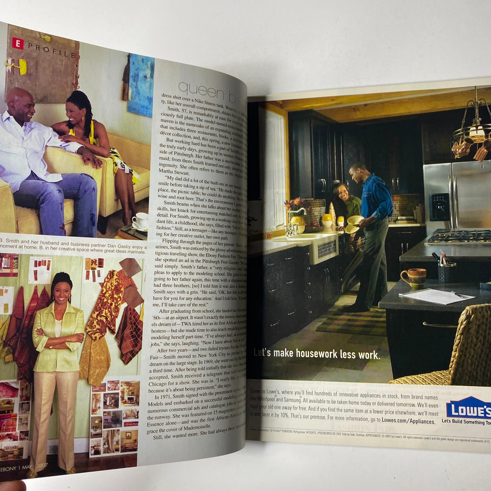 Feature article spread in Ebony Magazine May 2007 Vol. LXII, No. 7 discussing Beyoncé and her rise to fame alongside images from the issue.