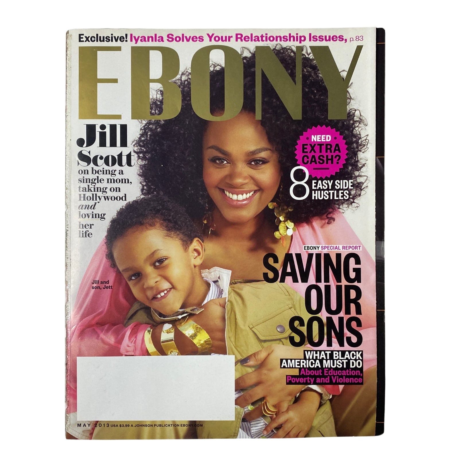 Ebony Magazine May 2013 Vol. LXVIII, No. 7 featuring Jill Scott and her son Jett on the cover, celebrating motherhood with a stylish design.