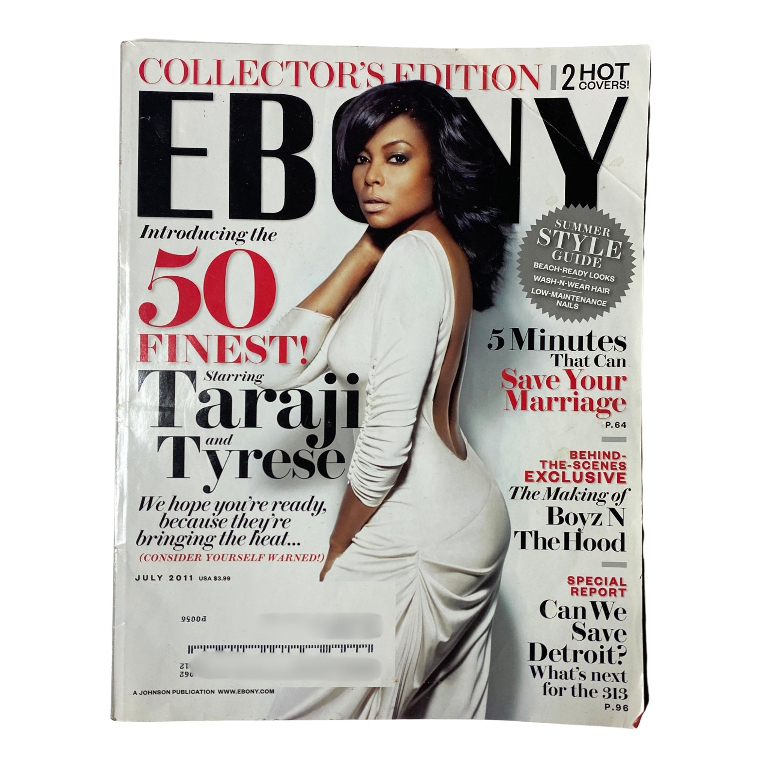 Ebony Magazine July 2011 Vol 66 No. 9 featuring Taraji P. Henson on the cover, showcasing the theme 'Introducing the 50 Finest' and celebrating Black excellence and culture.