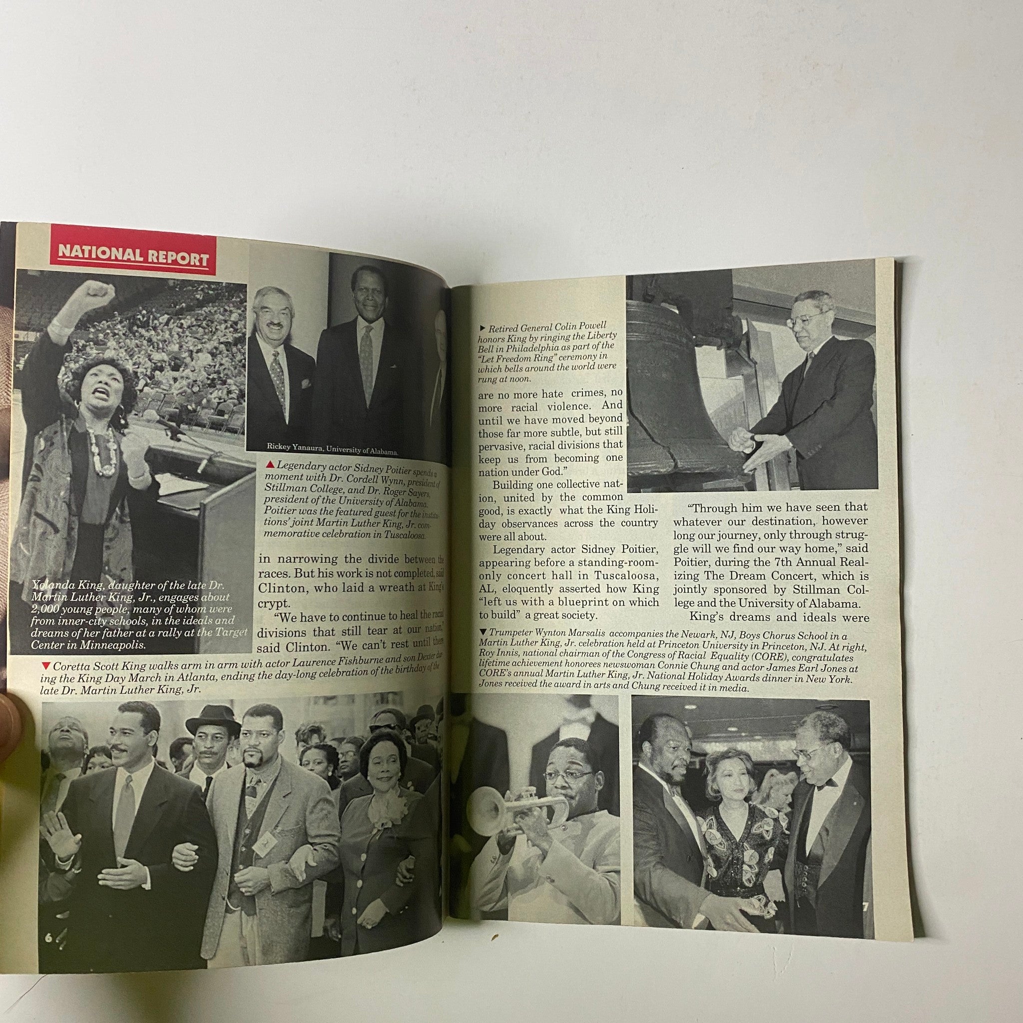 Inside spread of Jet Magazine February 5, 1996, showcasing the National Report article, highlighting significant figures in the Black community, Volume 89, No. 12.