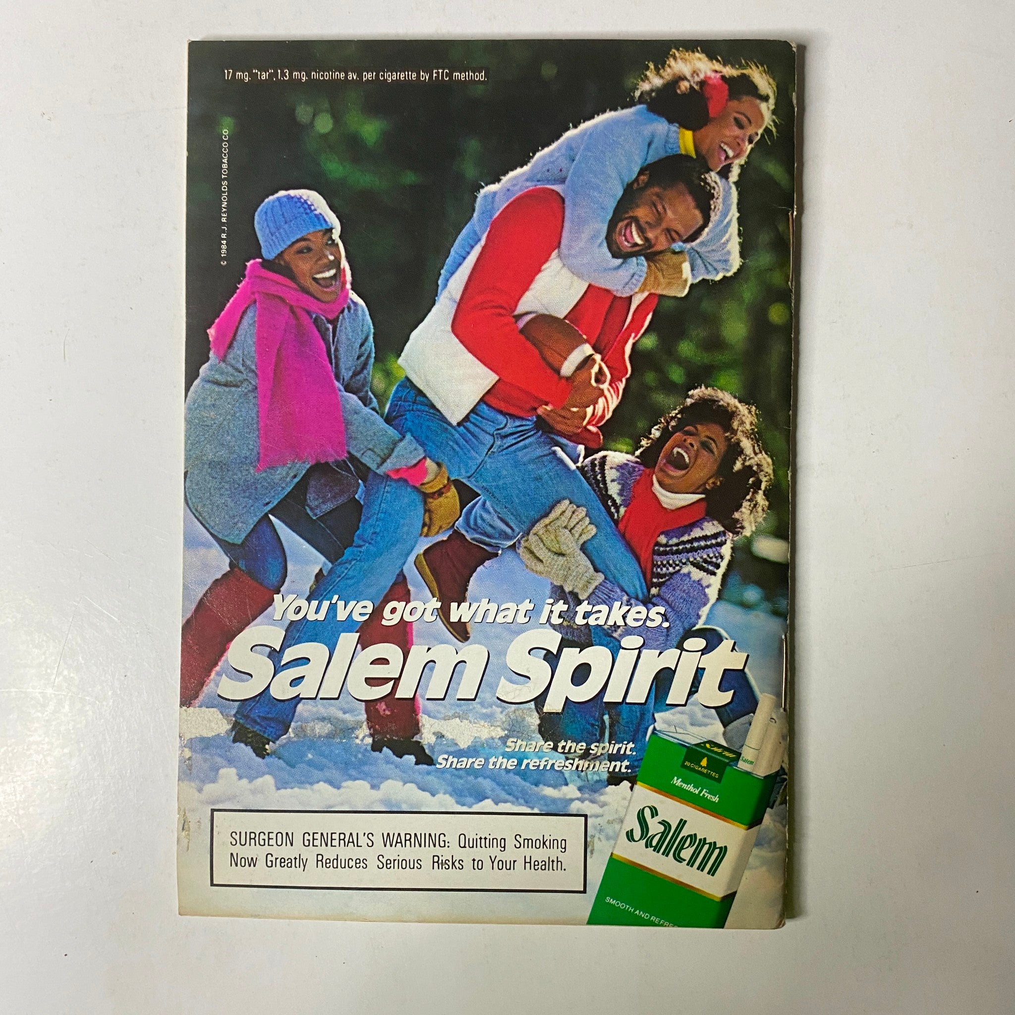 Advertisement for Salem cigarettes featured in Jet Magazine December 29, 1986 Vol. 71, No. 15, promoting a message of camaraderie and enjoyment during the winter season.