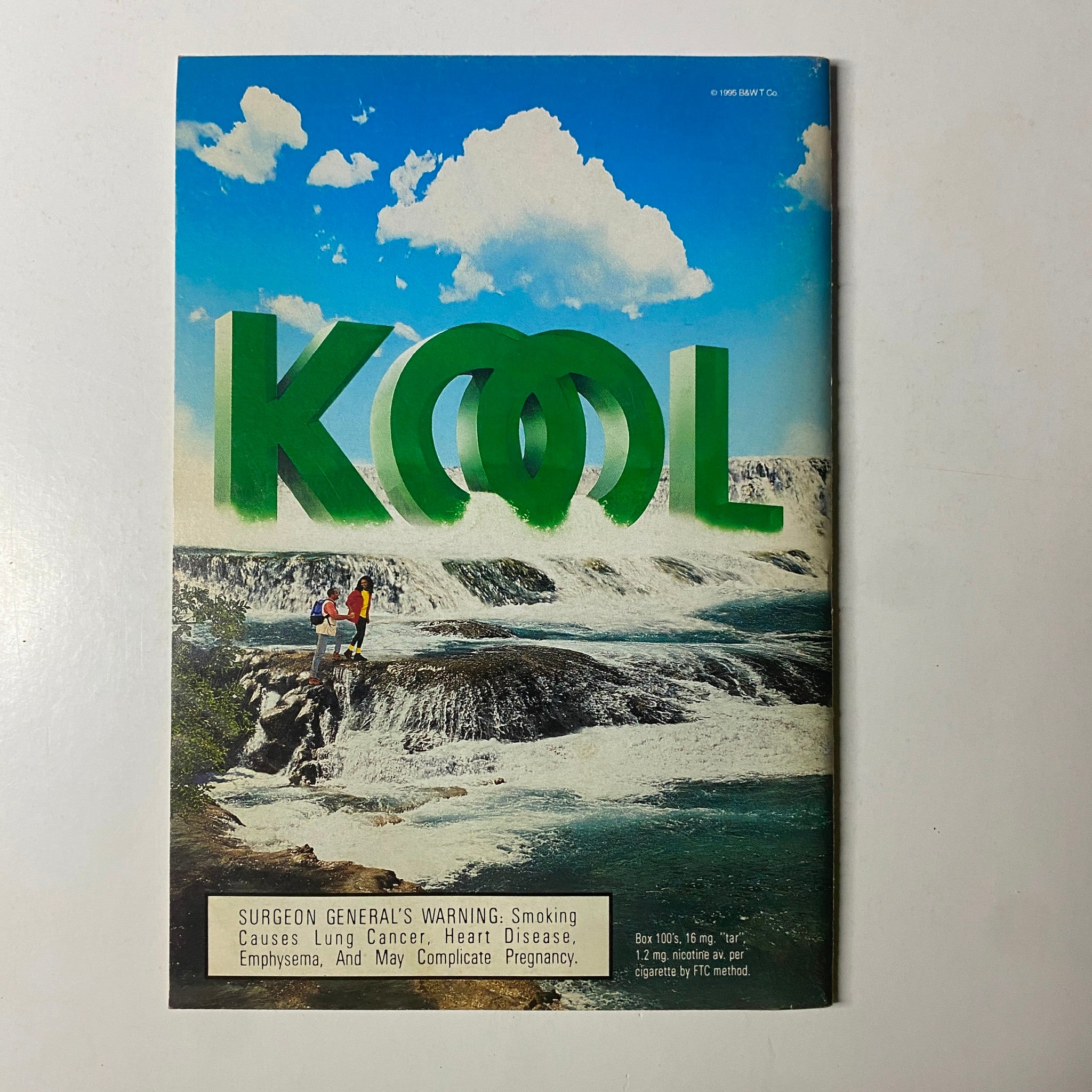 Cover of a Kool cigarette advertisement included in Jet Magazine October 7, 1996, Vol. 90, No. 21, displaying a scenic view with health warning regarding smoking.