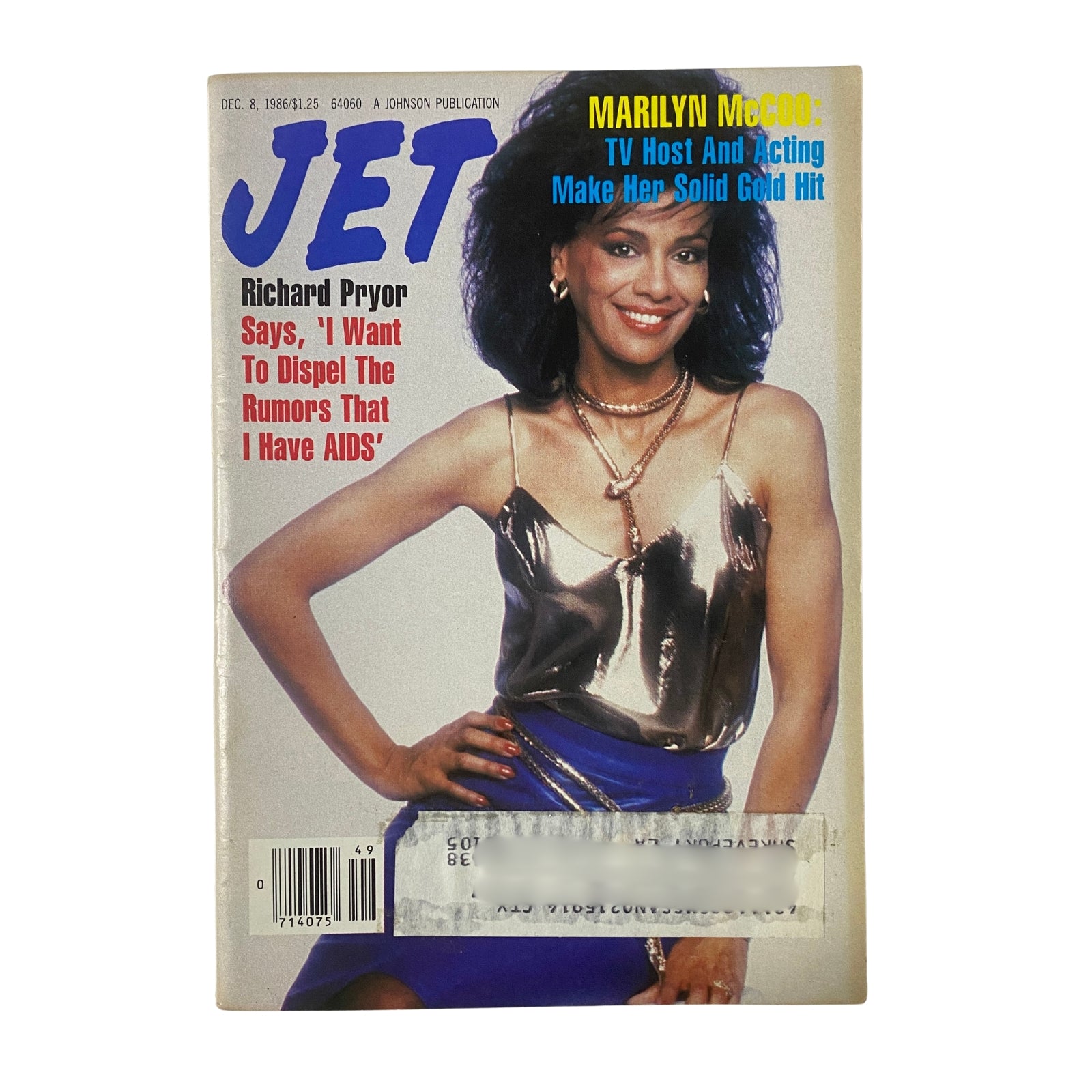 Jet Magazine December 8, 1986 Vol. 71, No. 12 featuring Marilyn McCoo on the cover, showcasing her as a TV host and actress.