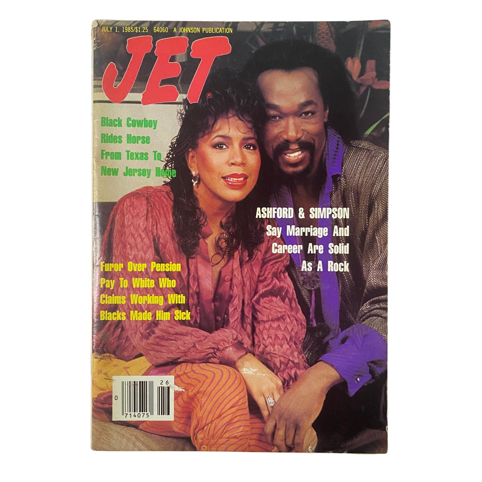 Cover of Jet Magazine July 1, 1985, featuring Ashford & Simpson with bold headlines about their music career.