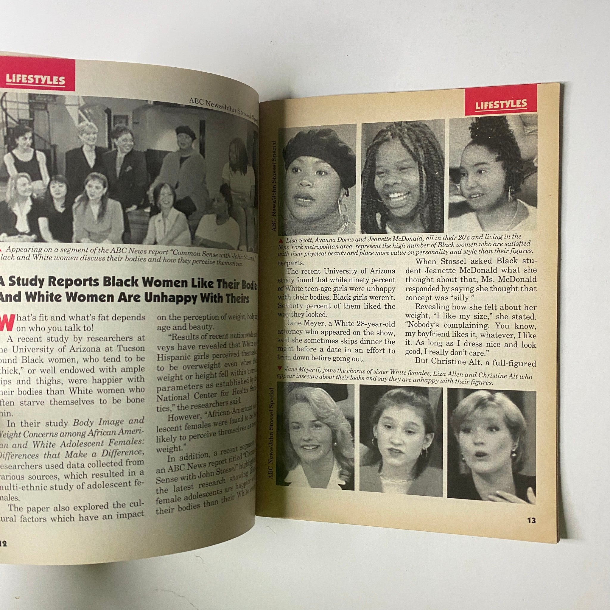 Jet Magazine July 31, 1995 Vol. 88, No. 12 showcasing the Lifestyles section discussing body image among Black and White women.