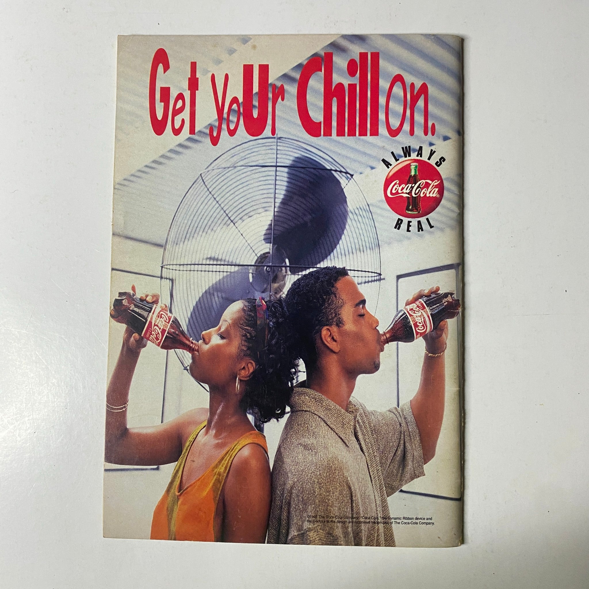 Jet Magazine July 31, 1995 Vol. 88, No. 12 advertisement for Coca-Cola featuring a man and woman enjoying drinks, emphasizing the slogan 'Get yoUr Chill On.'