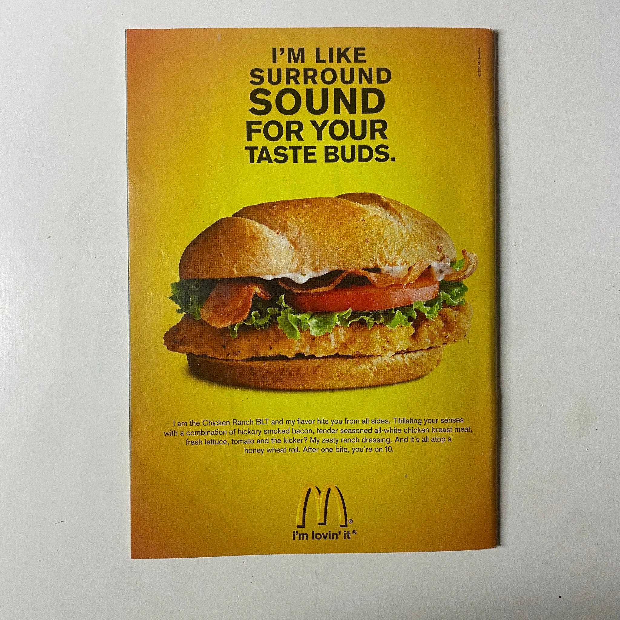 Advertisement from the back of Jet Magazine December 4, 2006 Vol. 110, No. 22 featuring a McDonald's Chicken Ranch BLT sandwich with promotional tagline.