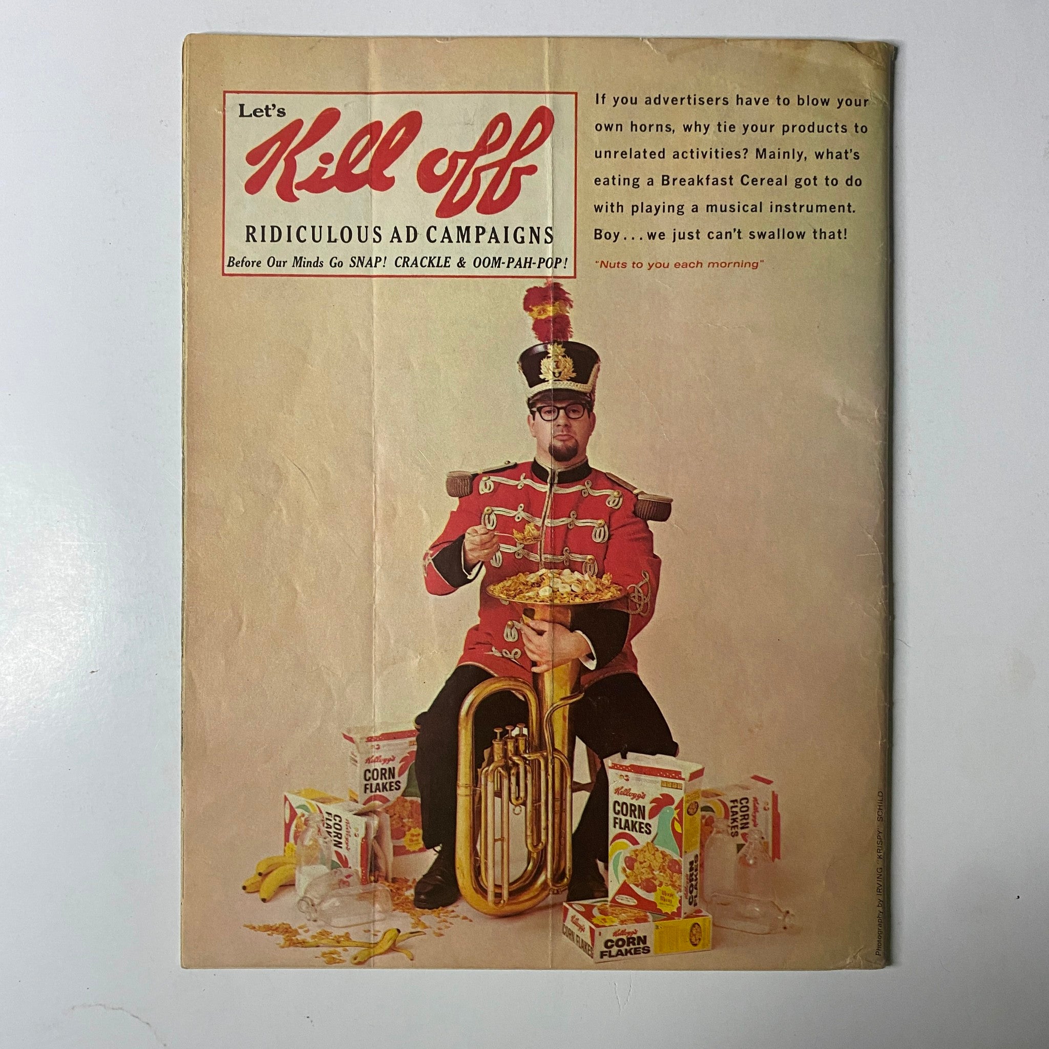 Cover of Mad Magazine July 1965 No. 96 Middle-of-the-Road Issue featuring a humorous advertisement parody. A musician in a military uniform is playing a tuba with various cereal boxes displayed. This issue is rated 4.0 VG, without a label, illustrating classic mid-century satire.