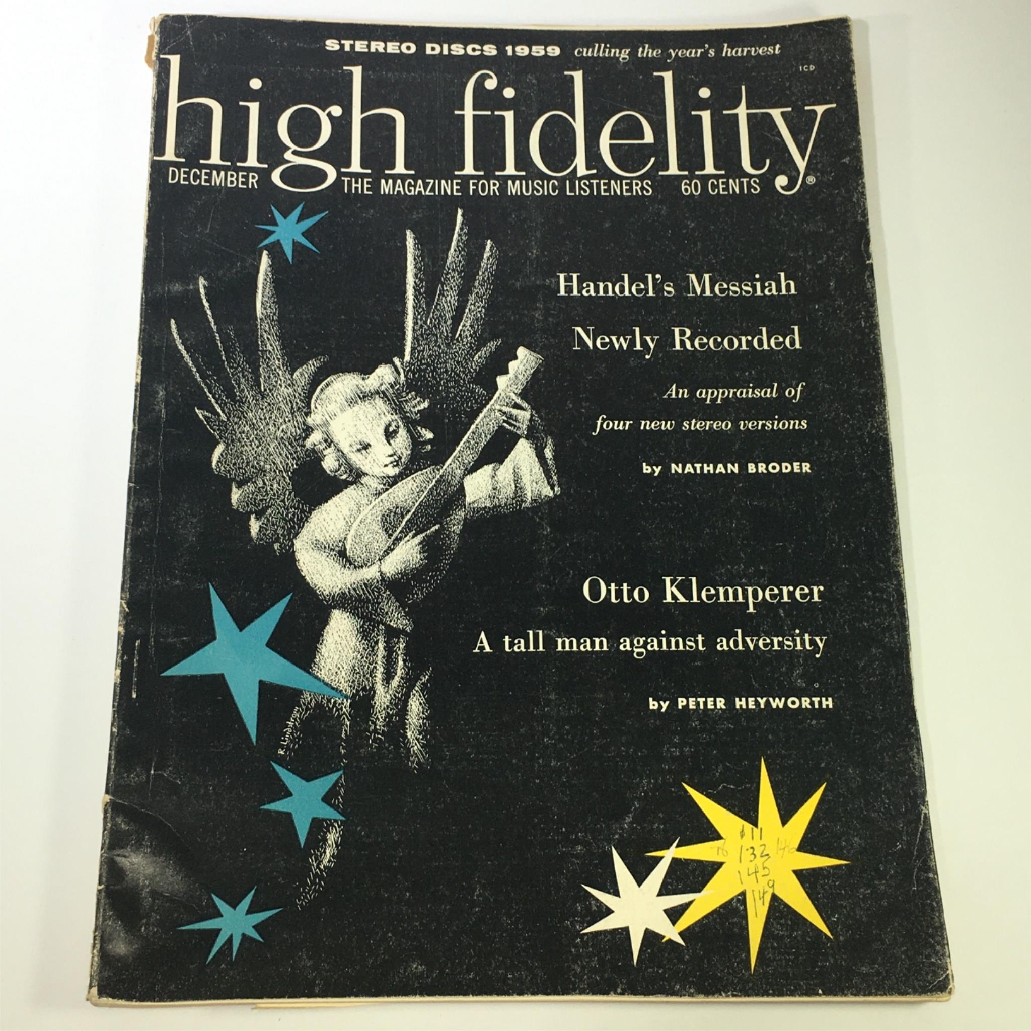 VTG High Fidelity Music Magazine December 1959 - Otto Klemperer / Newsstand