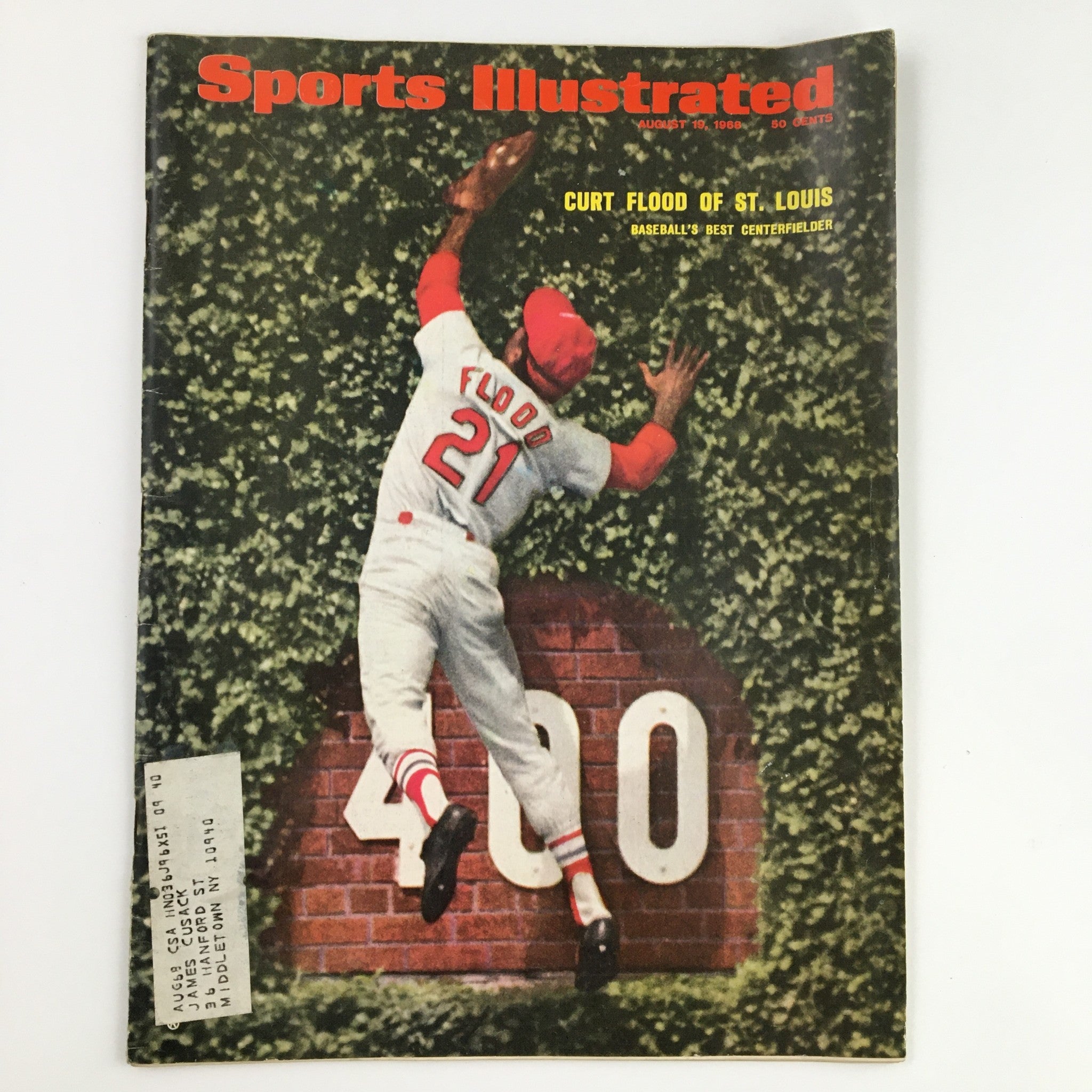 Sports Illustrated Magazine August 19 1968 Curt Flood of St. Louis' Centerfield