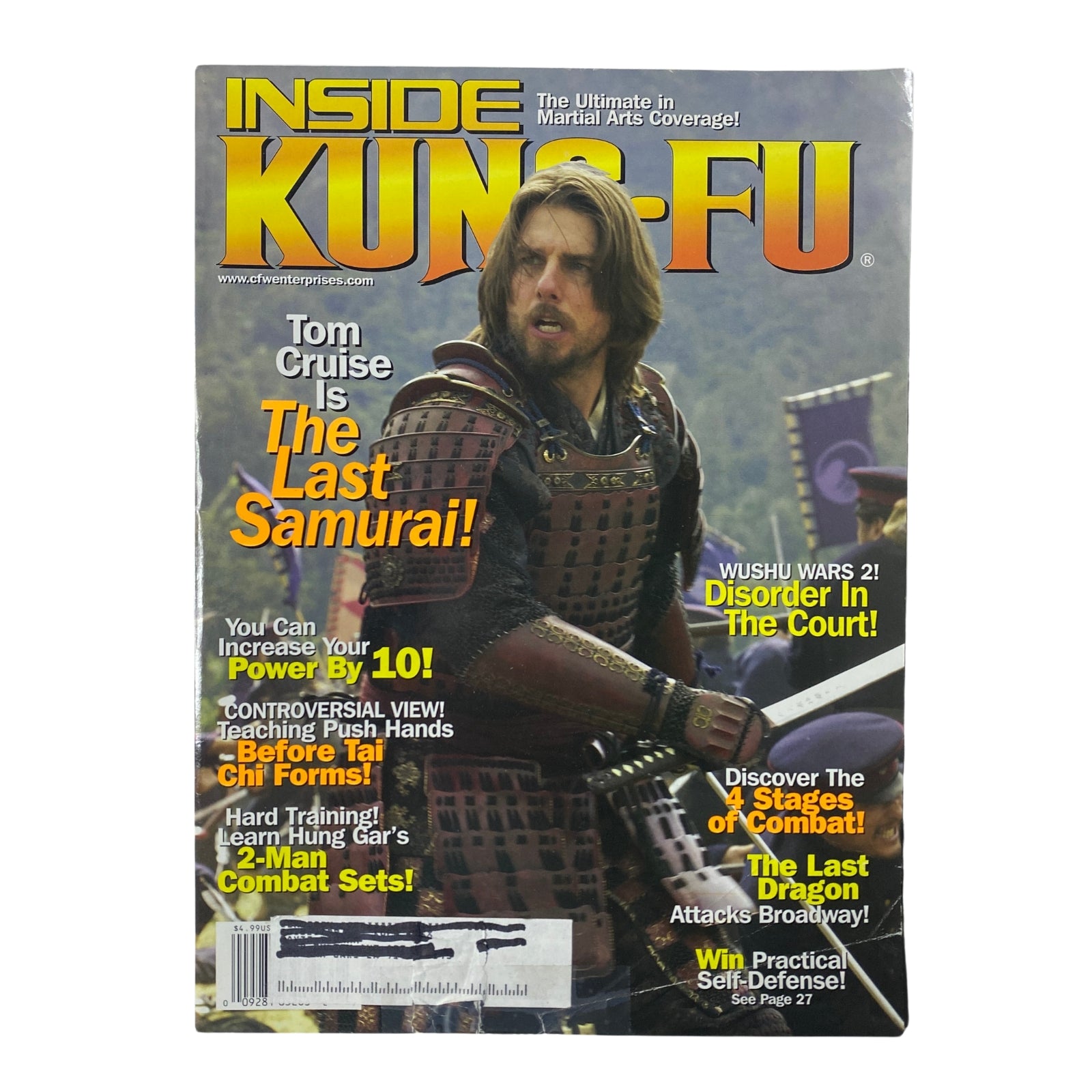 Cover of Inside Kung Fu Magazine, January 2004, Vol 32, featuring Tom Cruise in samurai armor for the cover story on The Last Samurai.
