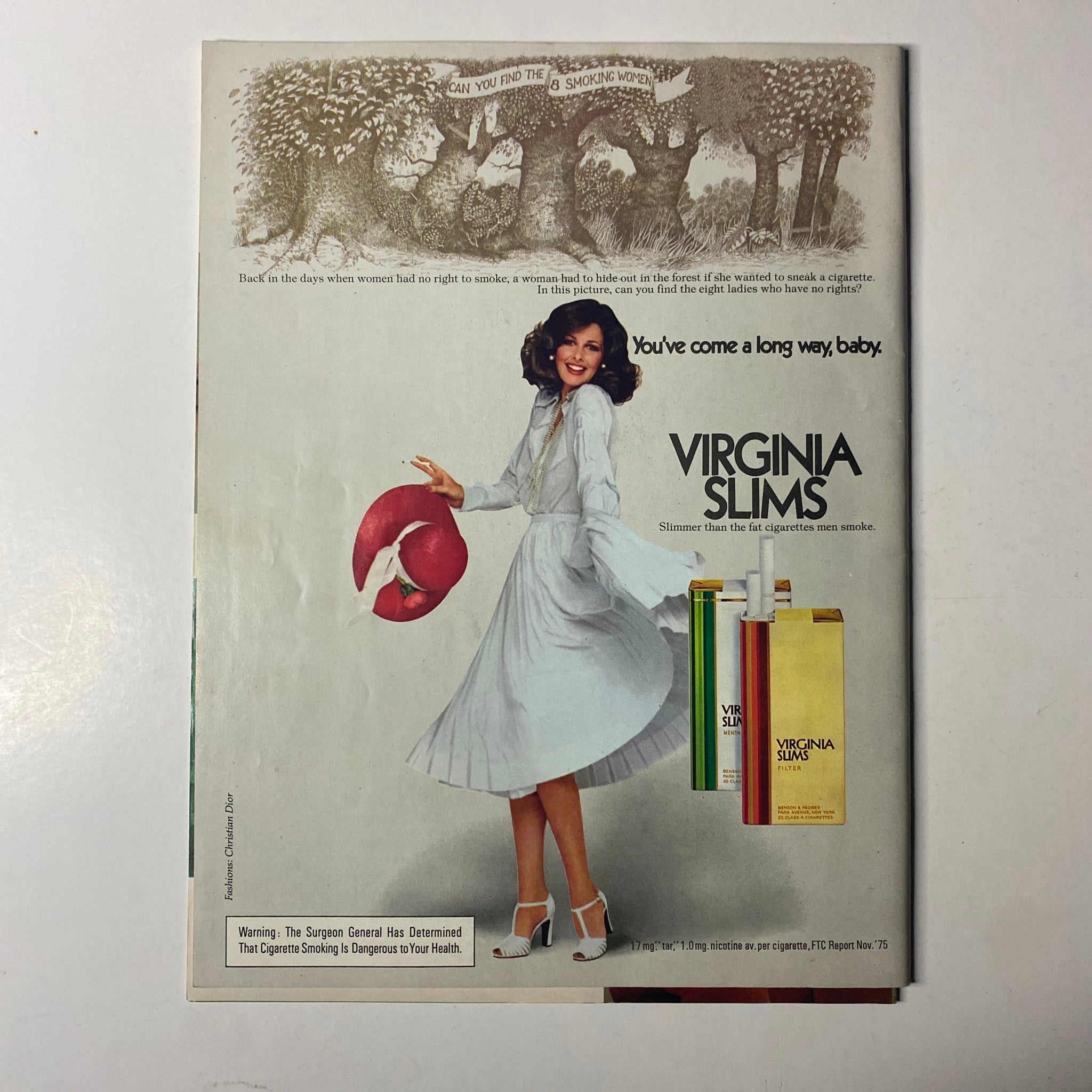 WomenSports Magazine June 1976 Vol 3 No. 6 includes a vintage advertisement for Virginia Slims, showcasing a stylish woman with a red hat, promoting women's liberation and smoking choices.