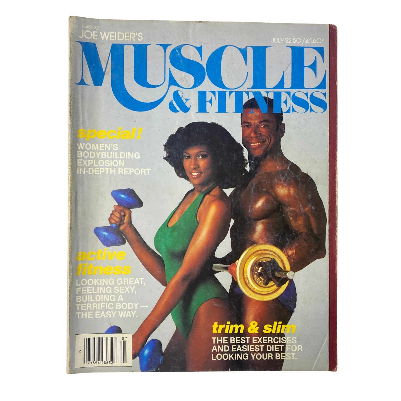 Cover of Joe Weider’s Muscle & Fitness Magazine, July 1980 featuring Chris Dickerson and a female model holding dumbbells, highlighting fitness and bodybuilding tips.