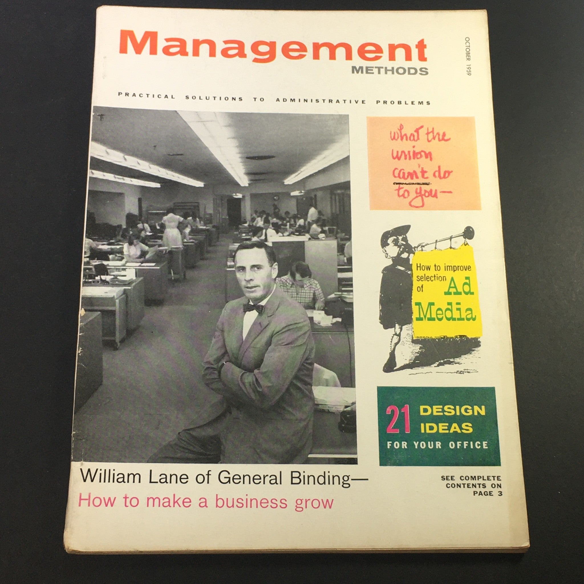 VTG Business Management Magazine October 1959 - William Lane of General Binding