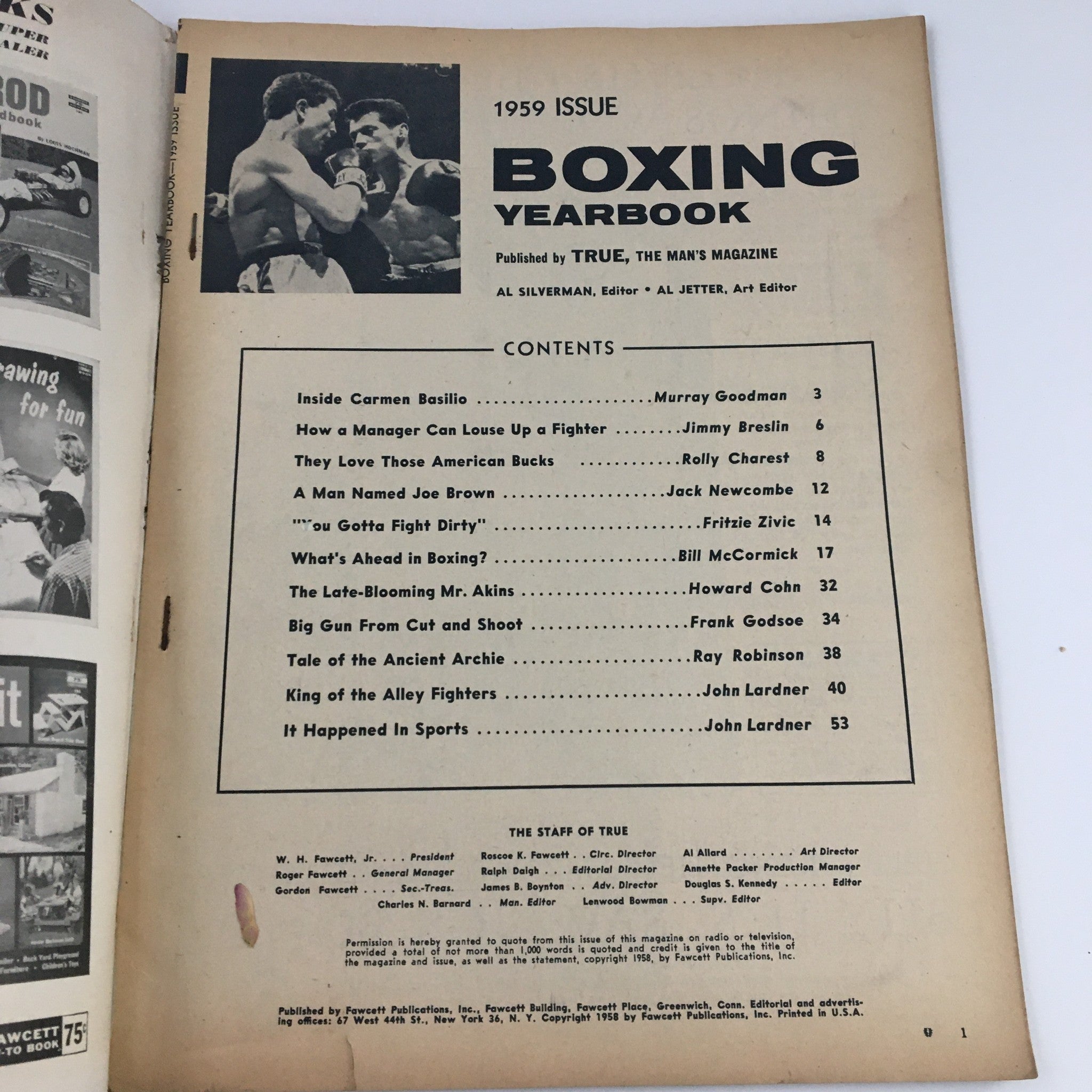 True Magazine Boxing Yearbook 1959 The Inside Story of Carmen Basilio No Label