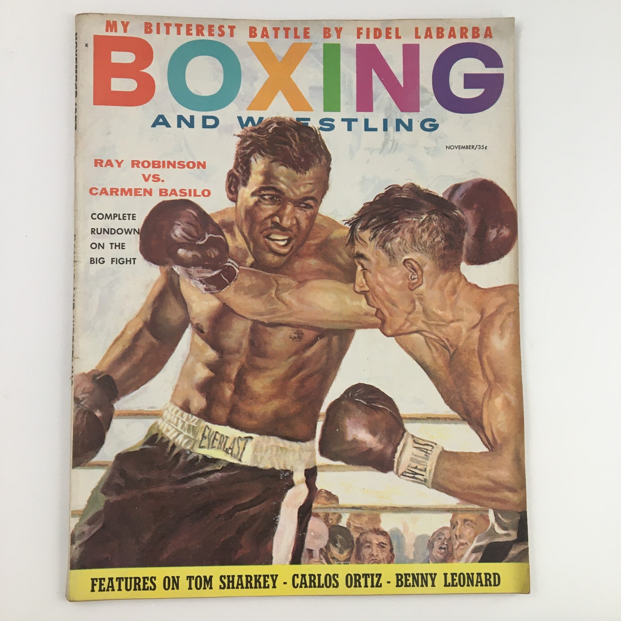 Boxing & Wrestling Magazine November 1957 Ray Robinson Carmen Basilio No Label