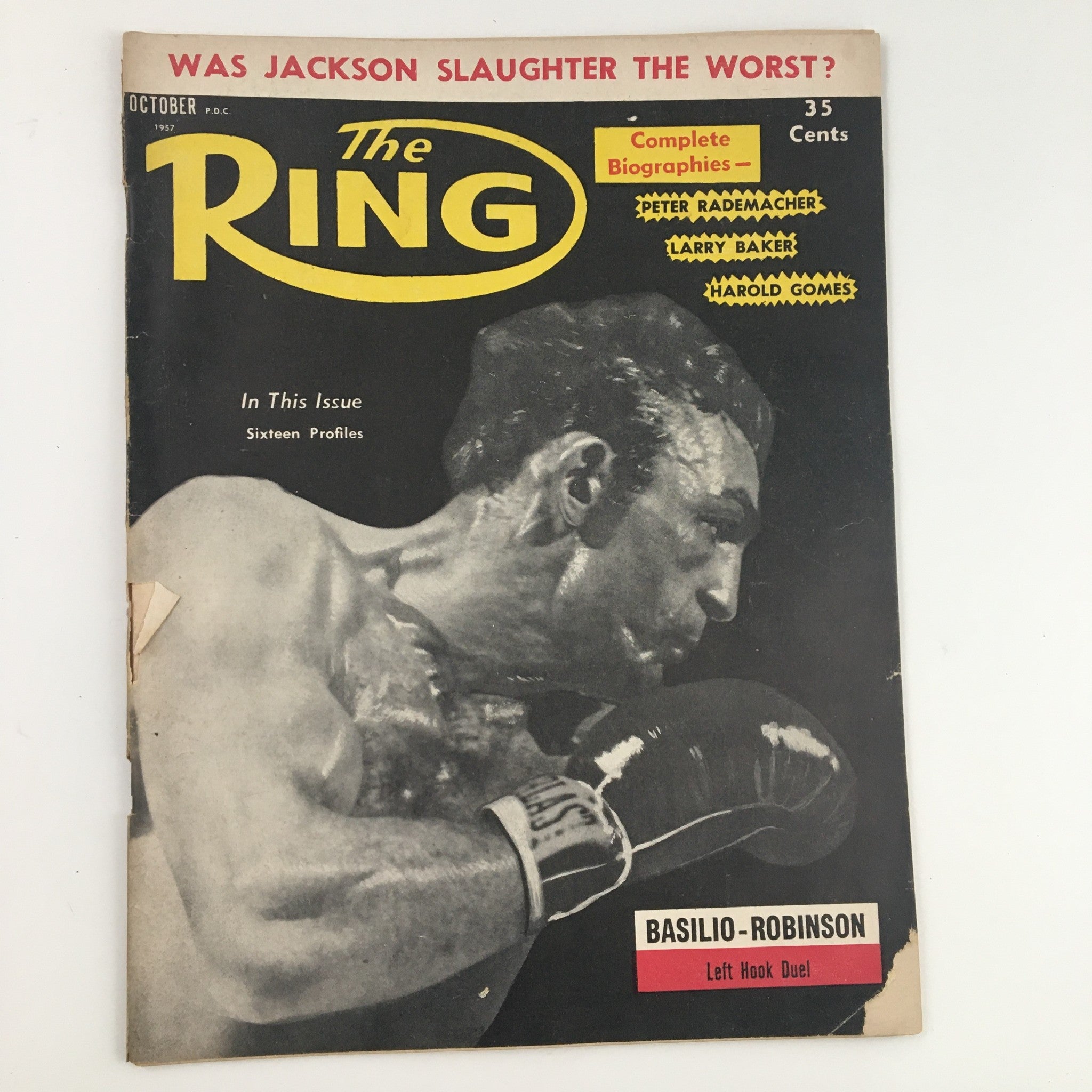 The Ring Boxing Magazine October 1957 Sugar Robinson & Carmen Basilio No Label