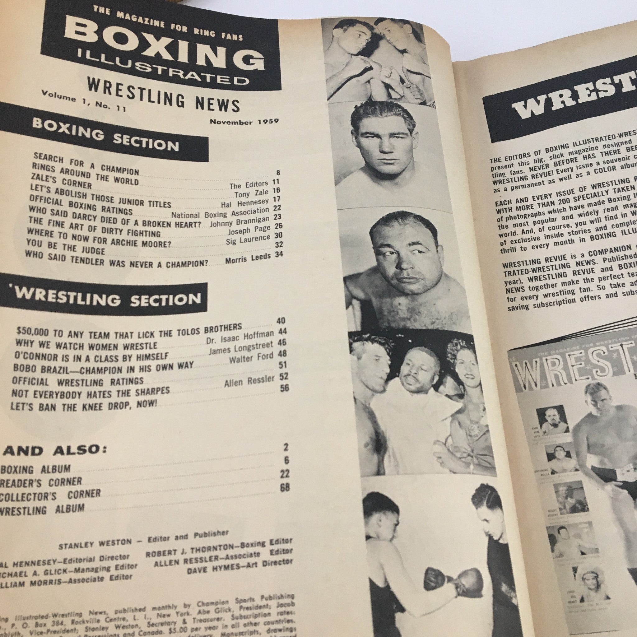 Boxing Illustrated Magazine November 1959 Yvon Durelle & Archie Moore No Label