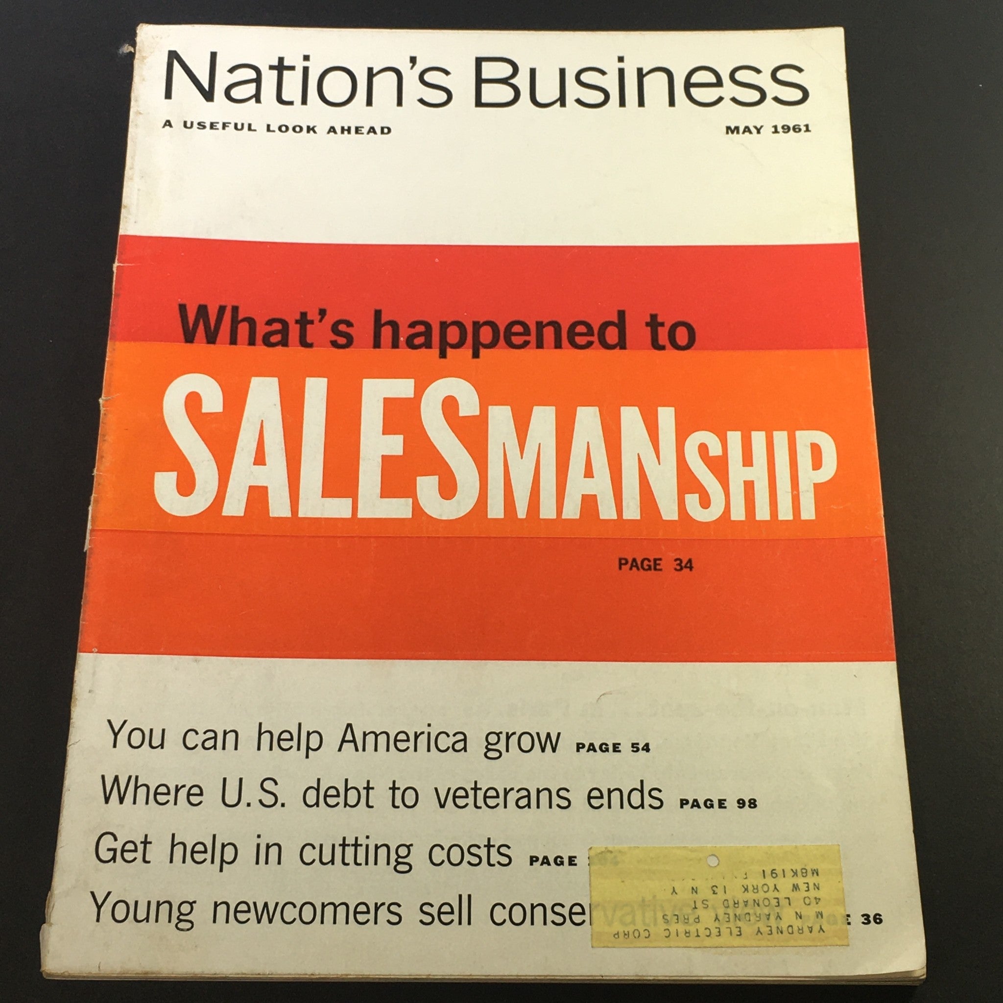 VTG Nation's Business Magazine May 1961 - What Happened to Salesmanship