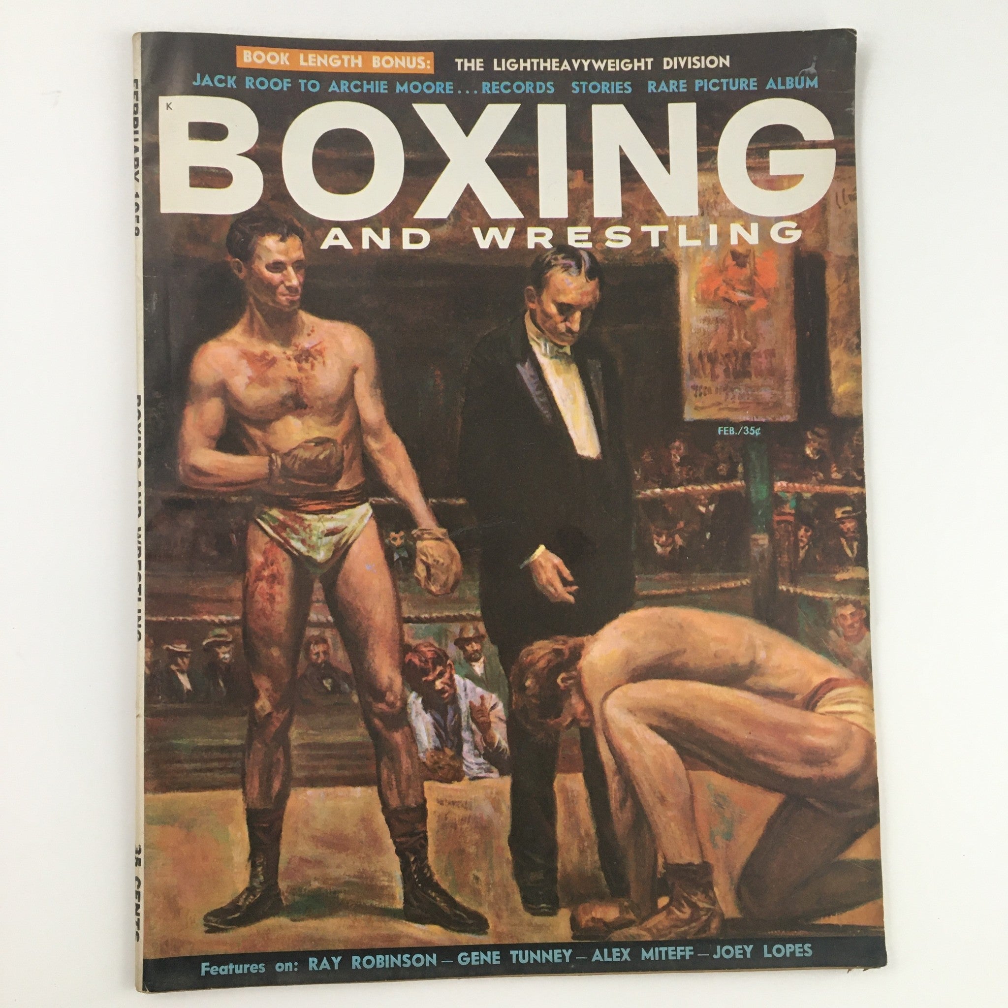 Boxing and Wrestling Magazine February 1958 Ray Robinson & Gene Tunney No Label