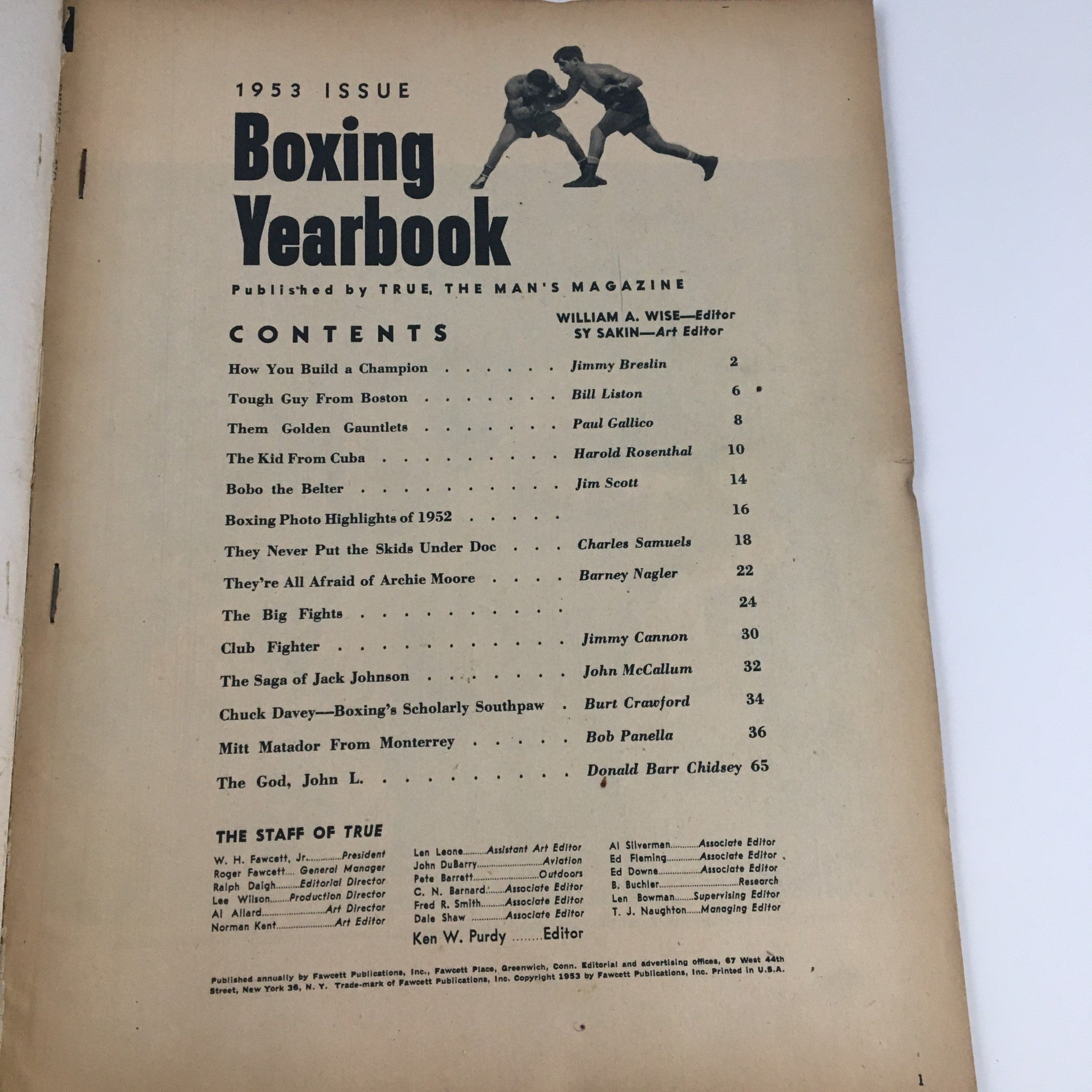 Boxing Yearbook Magazine 1953 Jersey Joe Walcott vs. Rocky Marciano No Label