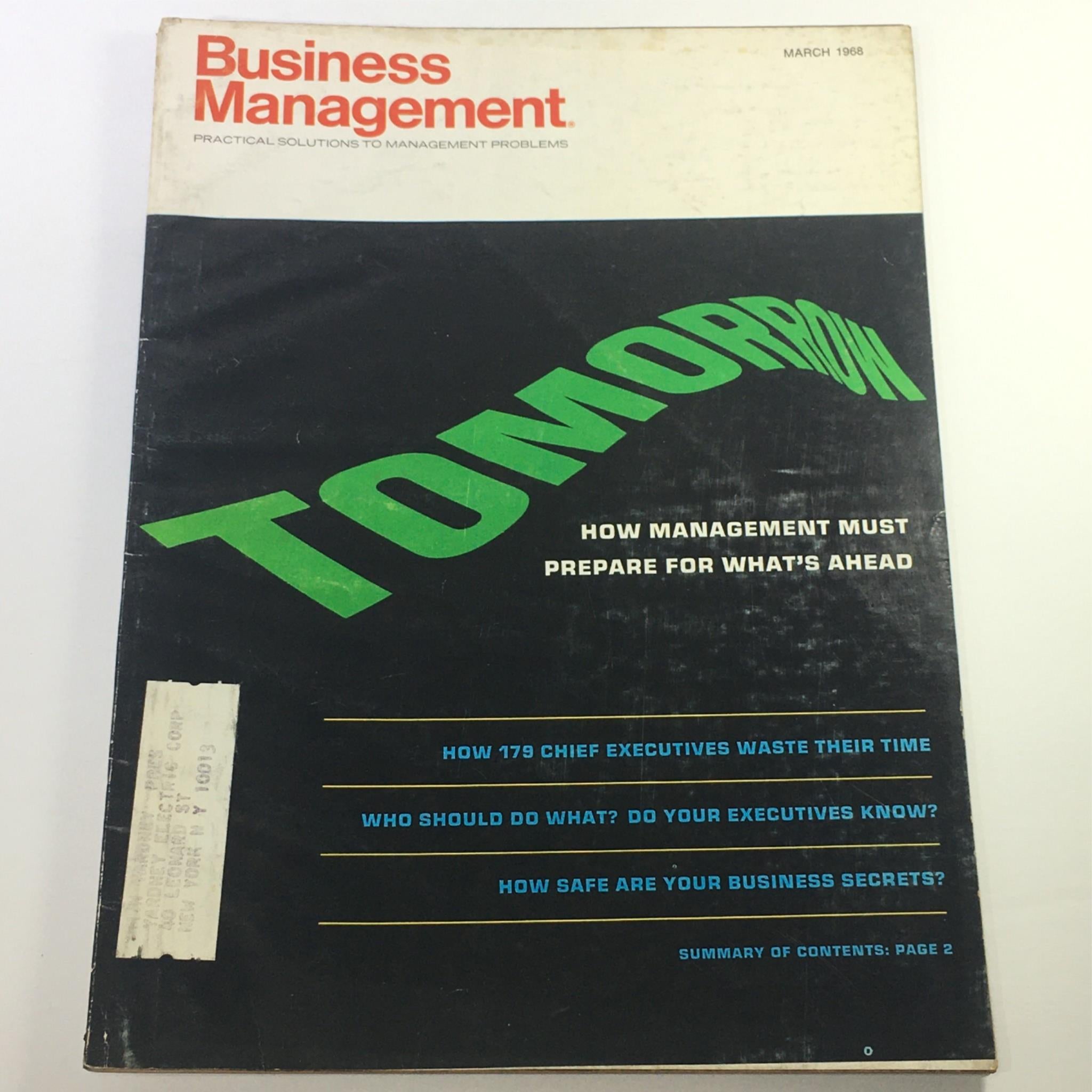 VTG Business Management Magazine March 1968 - How Chief Executive Waste Time