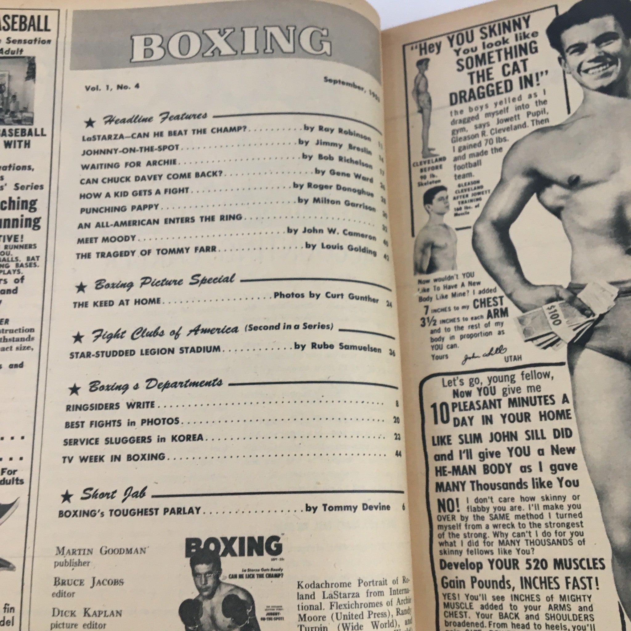 Boxing Magazine September 1953 Johnny Bratton & Archie Moore No Label