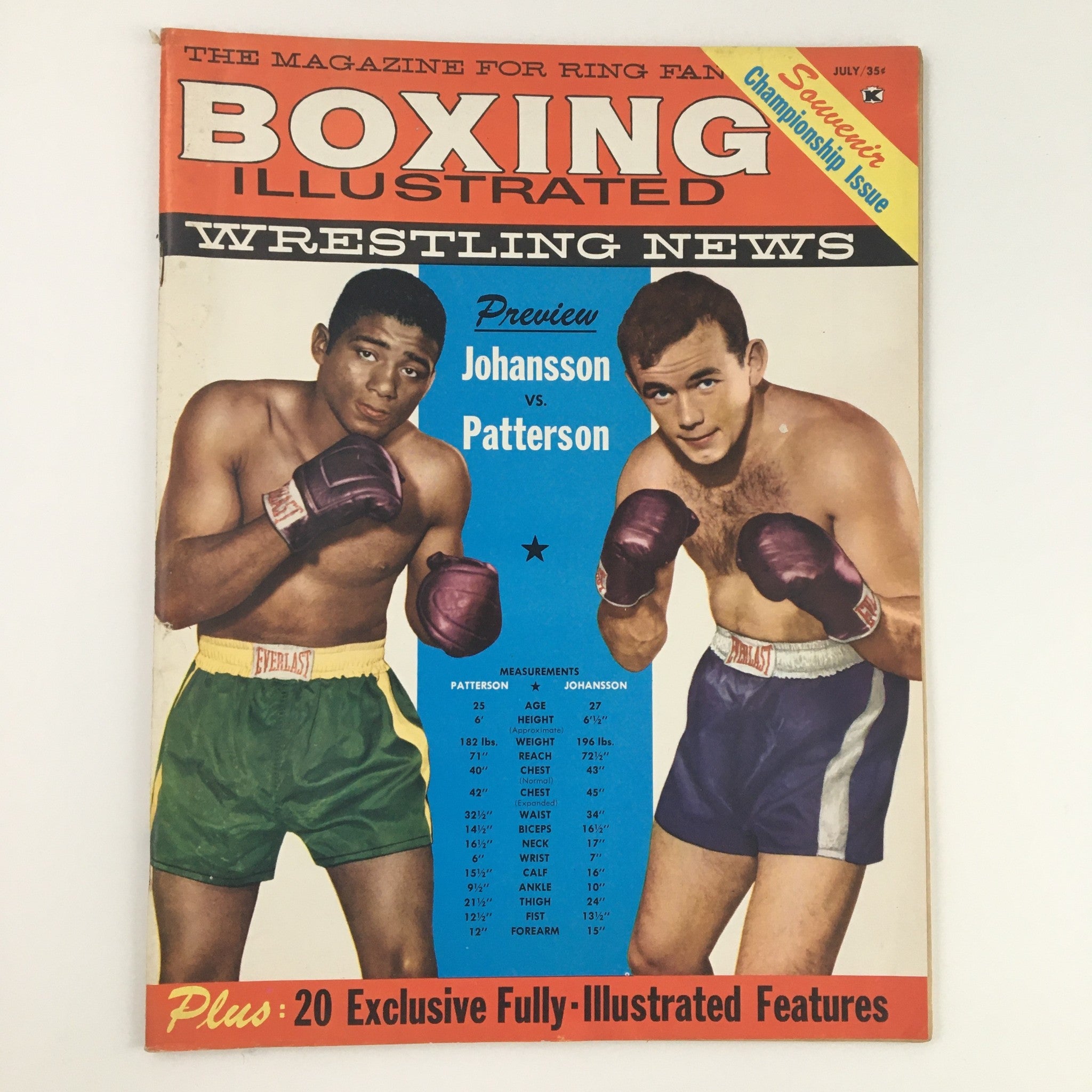 Boxing Illustrated Magazine July 1960 Ingemar Johansson Floyd Patterson No Label