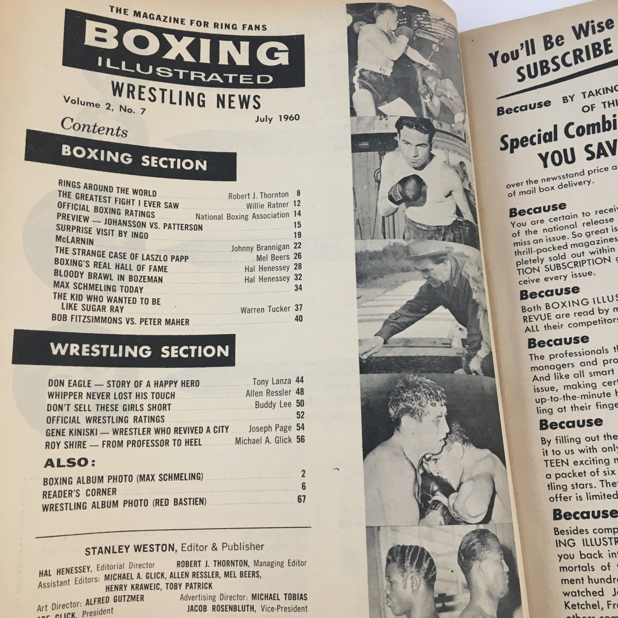 Boxing Illustrated Magazine July 1960 Ingemar Johansson Floyd Patterson No Label