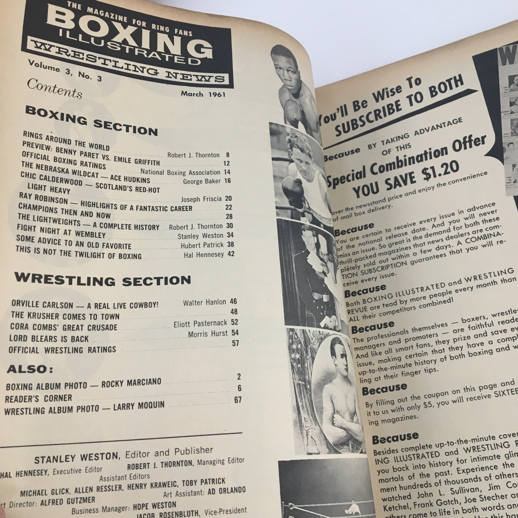 Boxing Illustrated Magazine March 1961 Sugary Ray Robinson's Album No Label