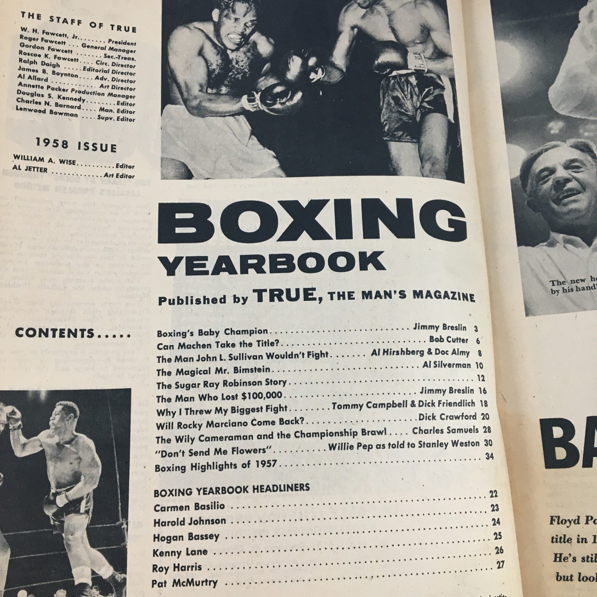 True Magazine Boxing Yearbook 1958 Floyd Patterson vs Julian Jackson No Label