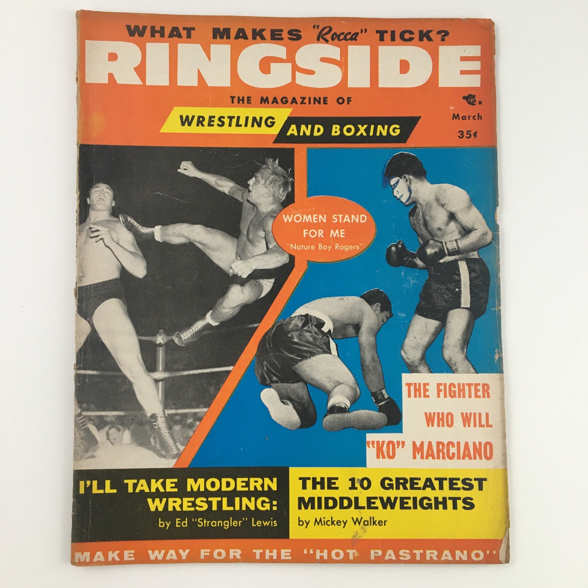 Ringside Magazine March 1956 The Fighter Who Will "KO" Rocky Marciano No Label