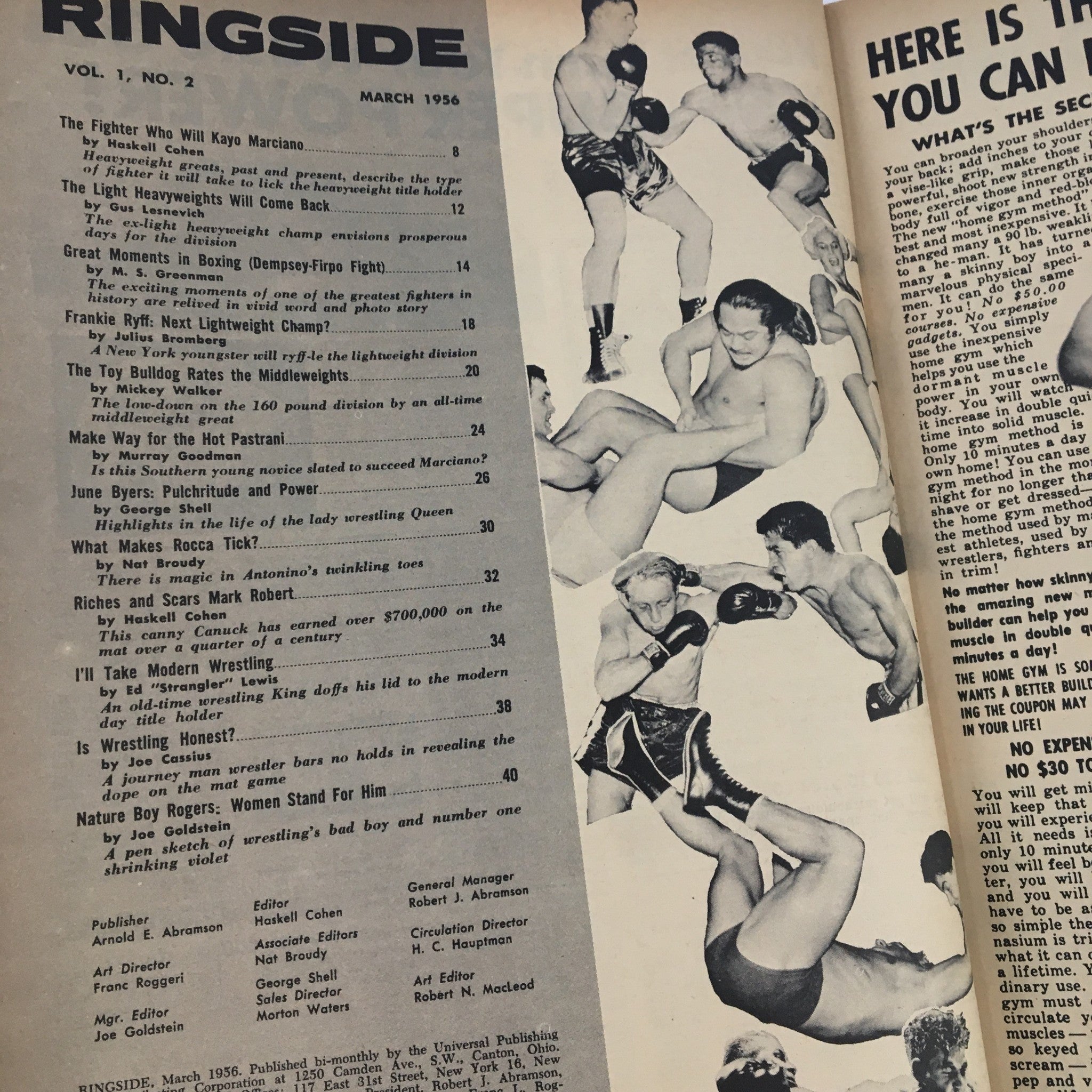 Ringside Magazine March 1956 The Fighter Who Will "KO" Rocky Marciano No Label