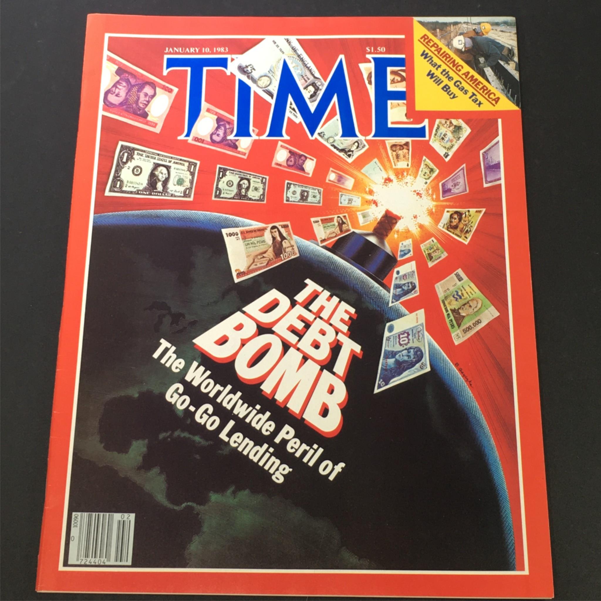 VTG Time Magazine January 10 1983 - The Debt Bomb / Worldwide Peril / Newsstand