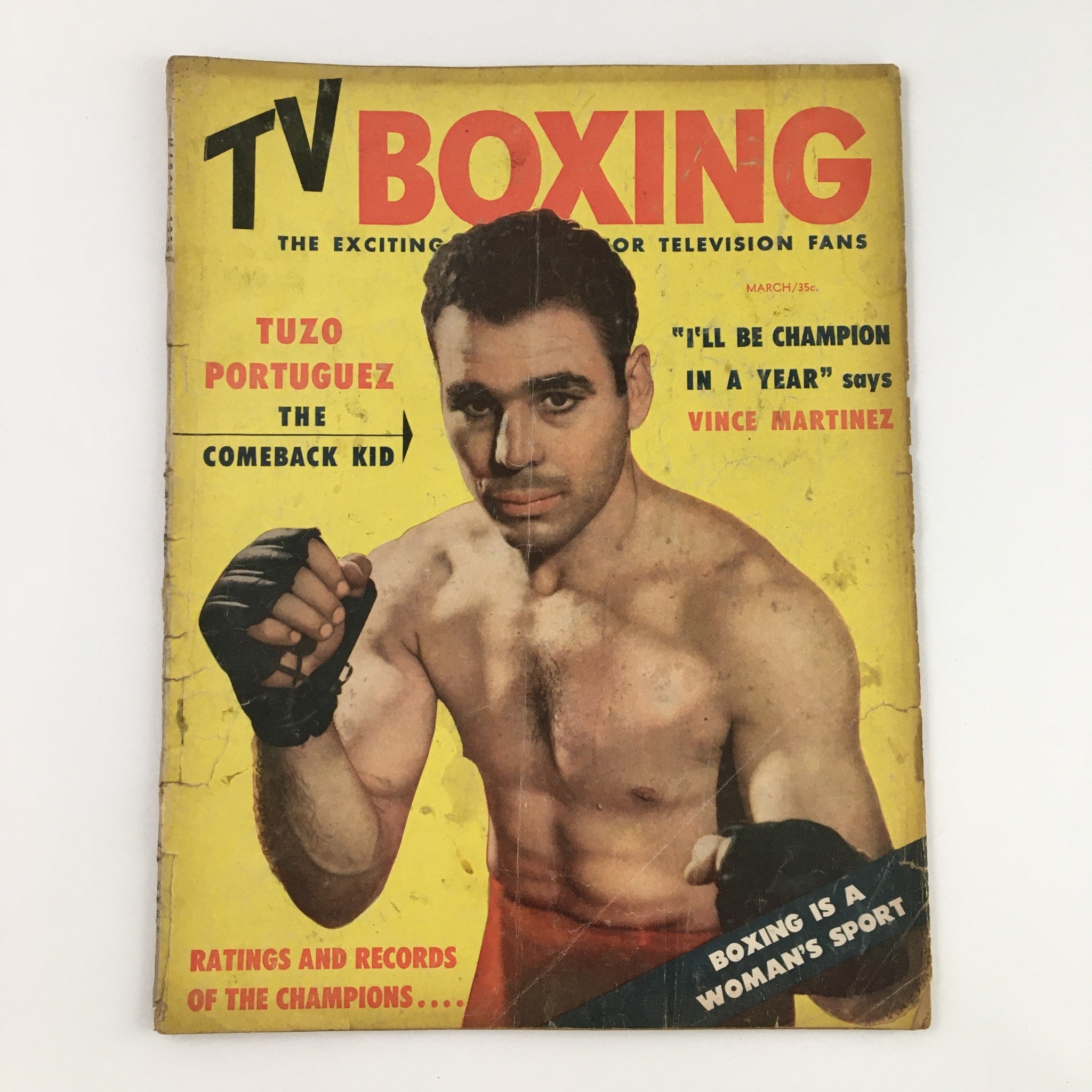 TV Boxing Magazine March 1954 Tuzo Portuguez is 'The Comeback Kid' No Label