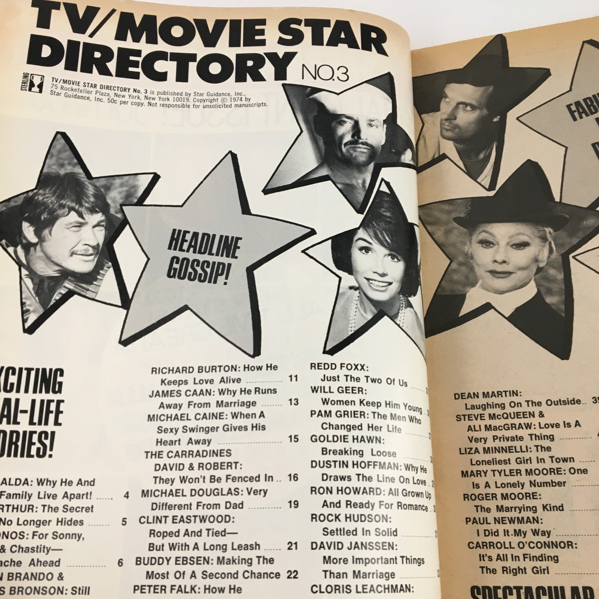 TV Movie Star Directory #3 Richard Burton, James Caan & Michael Caine No Label