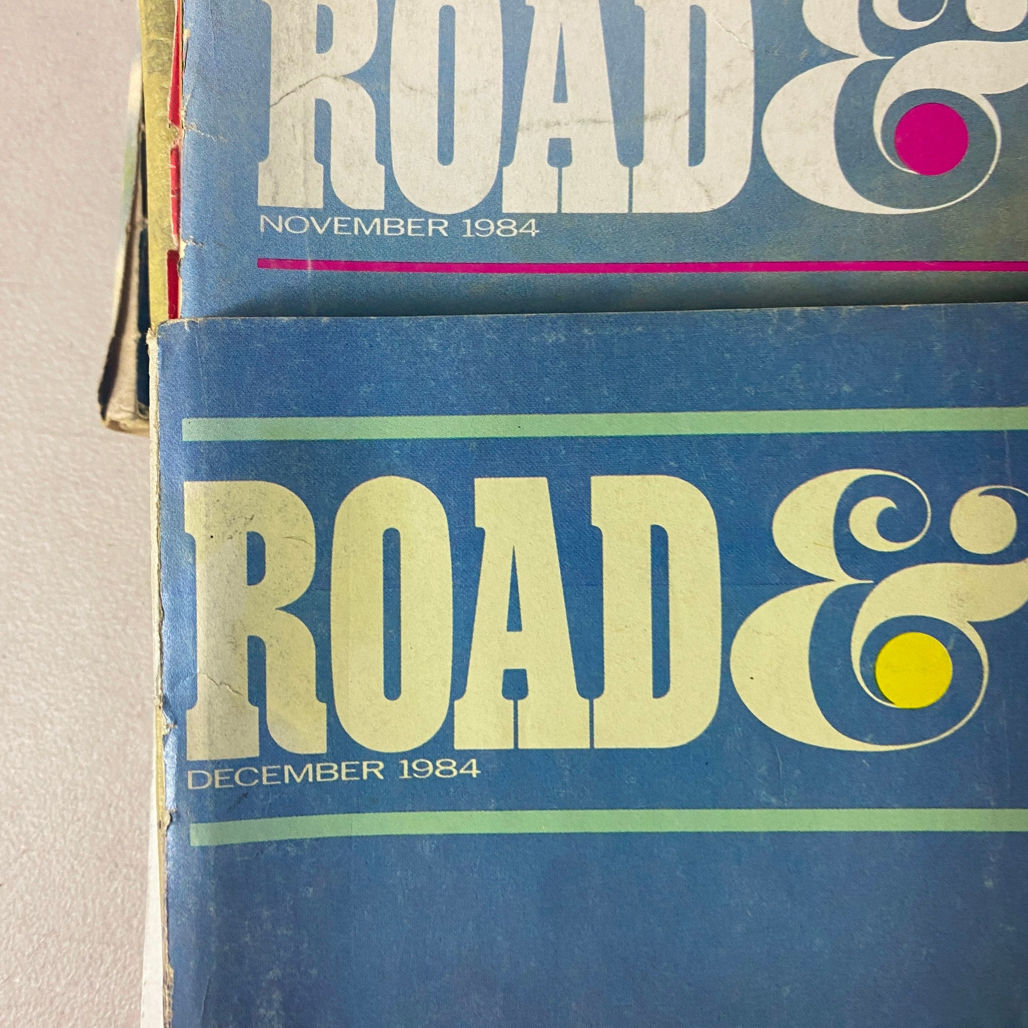 Detailed image of Road & Track Magazine covers for November and December 1984, showcasing classic car themes and vintage magazine design.