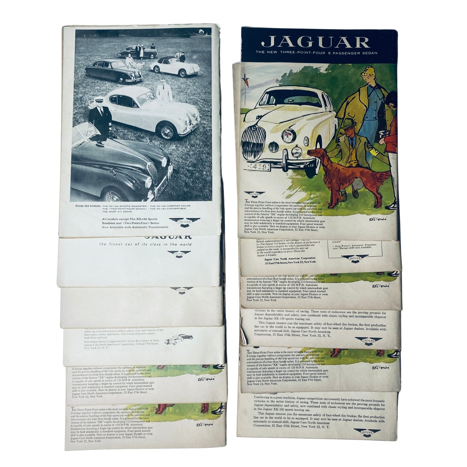 Lot of 12 Road & Track Magazines – Full Year January to December 1957 includes an advertisement for Jaguar cars alongside vintage magazine content.