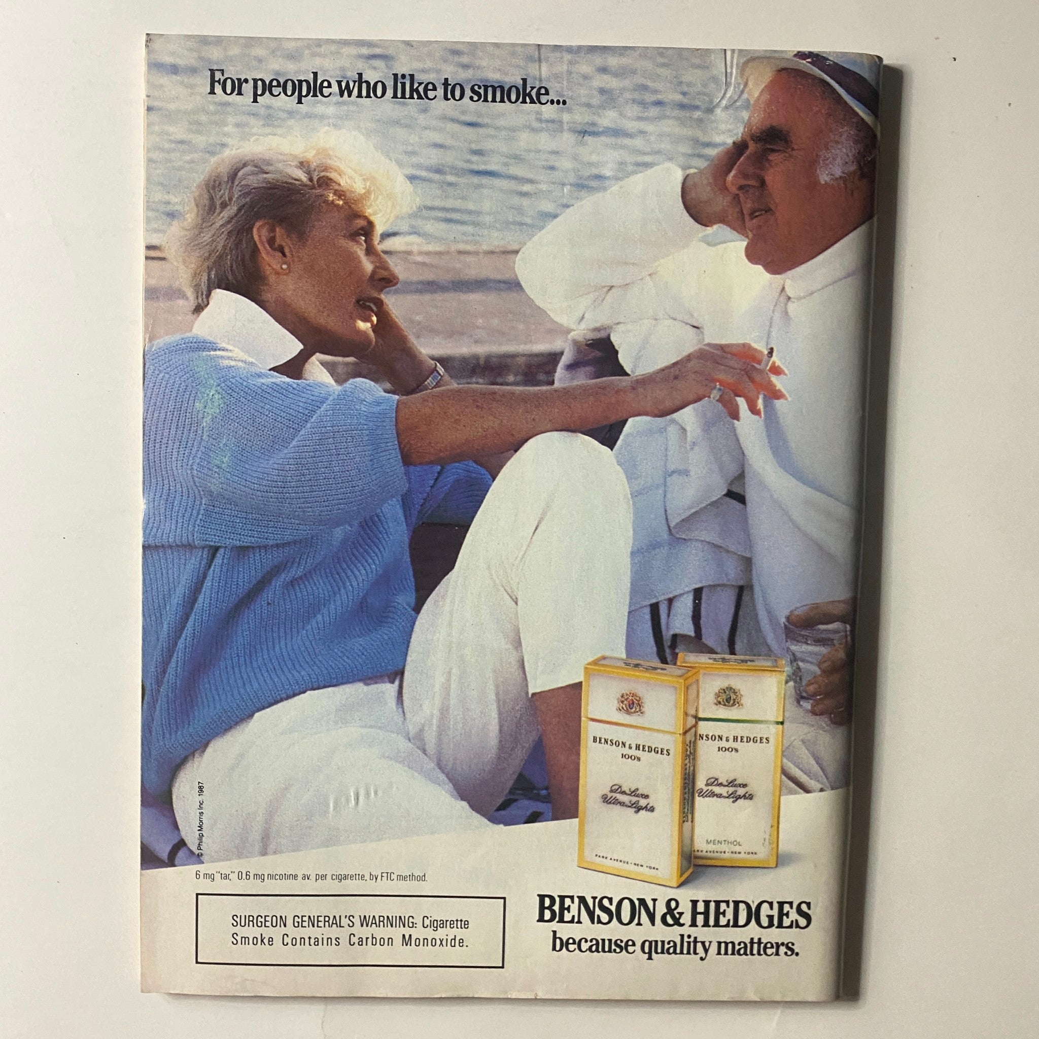 Back cover of VTG Newsweek Magazine June 22 1987 featuring an advertisement for Benson & Hedges cigarettes.