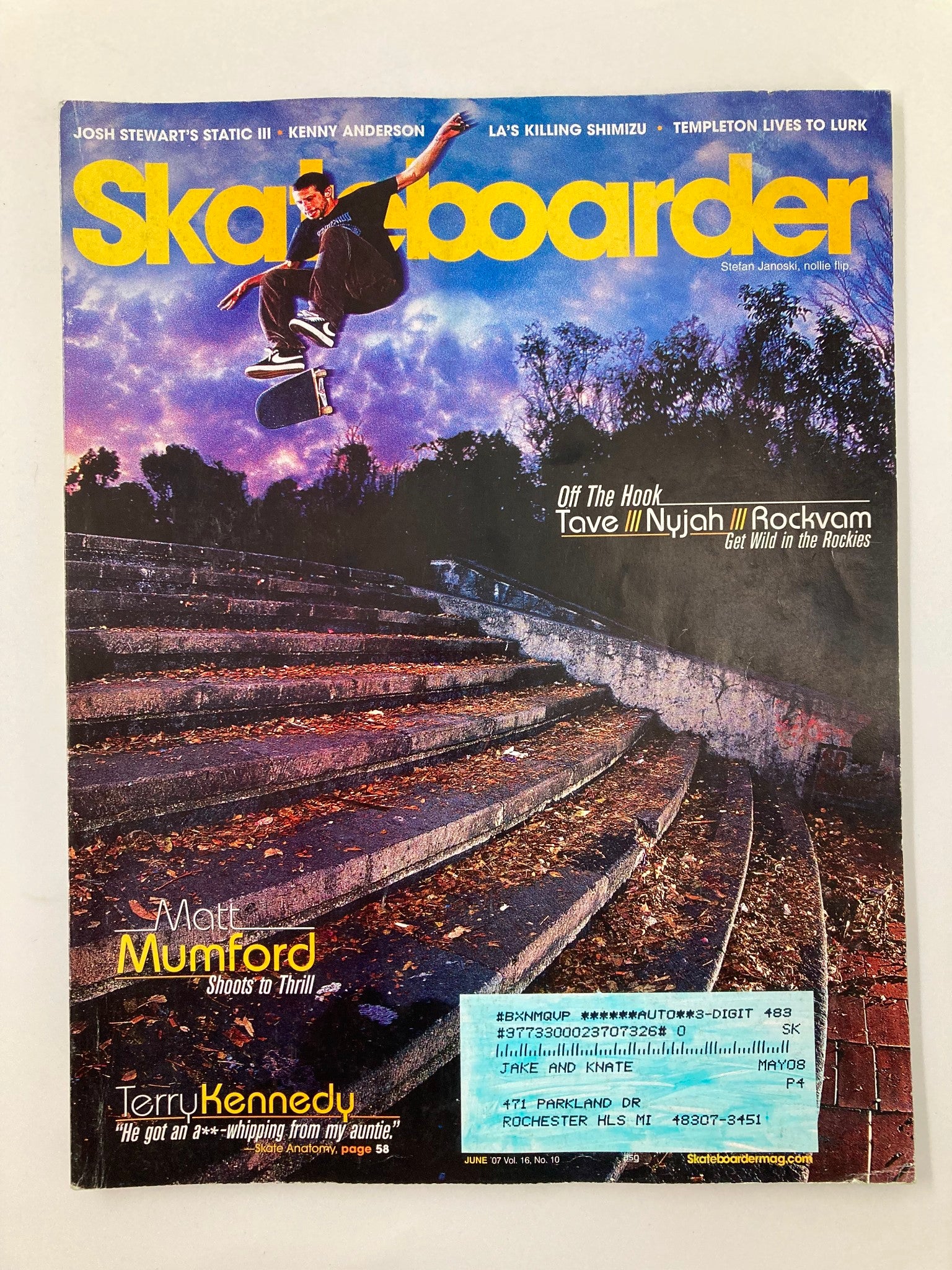 Skateboarder Magazine June 2007 Vol 16 #10 Stefan Janoski Nollie Flip