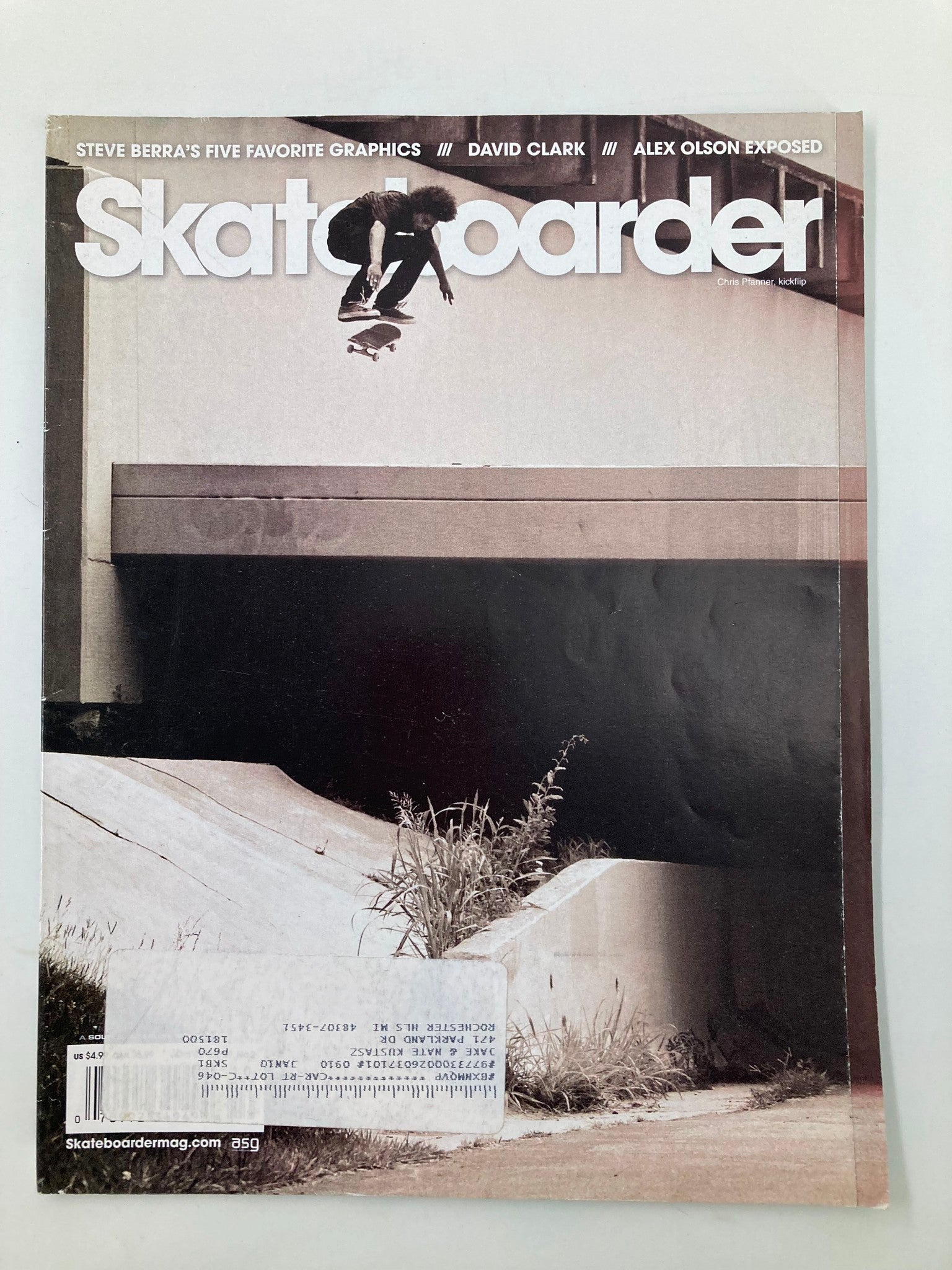 Skateboarder Magazine October 2009 Vol 19 #2 Chris Pfanner Kickflip