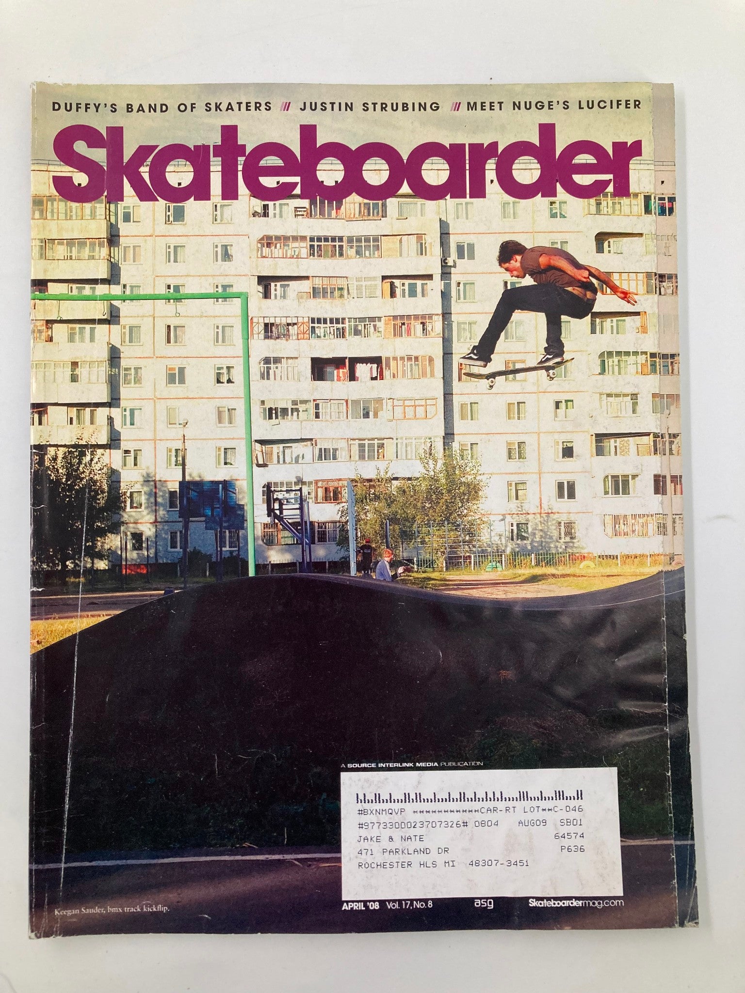 Skateboarder Magazine April 2008 Vol 17 #8 Keegan Sander Kickflip at Omsk Russia