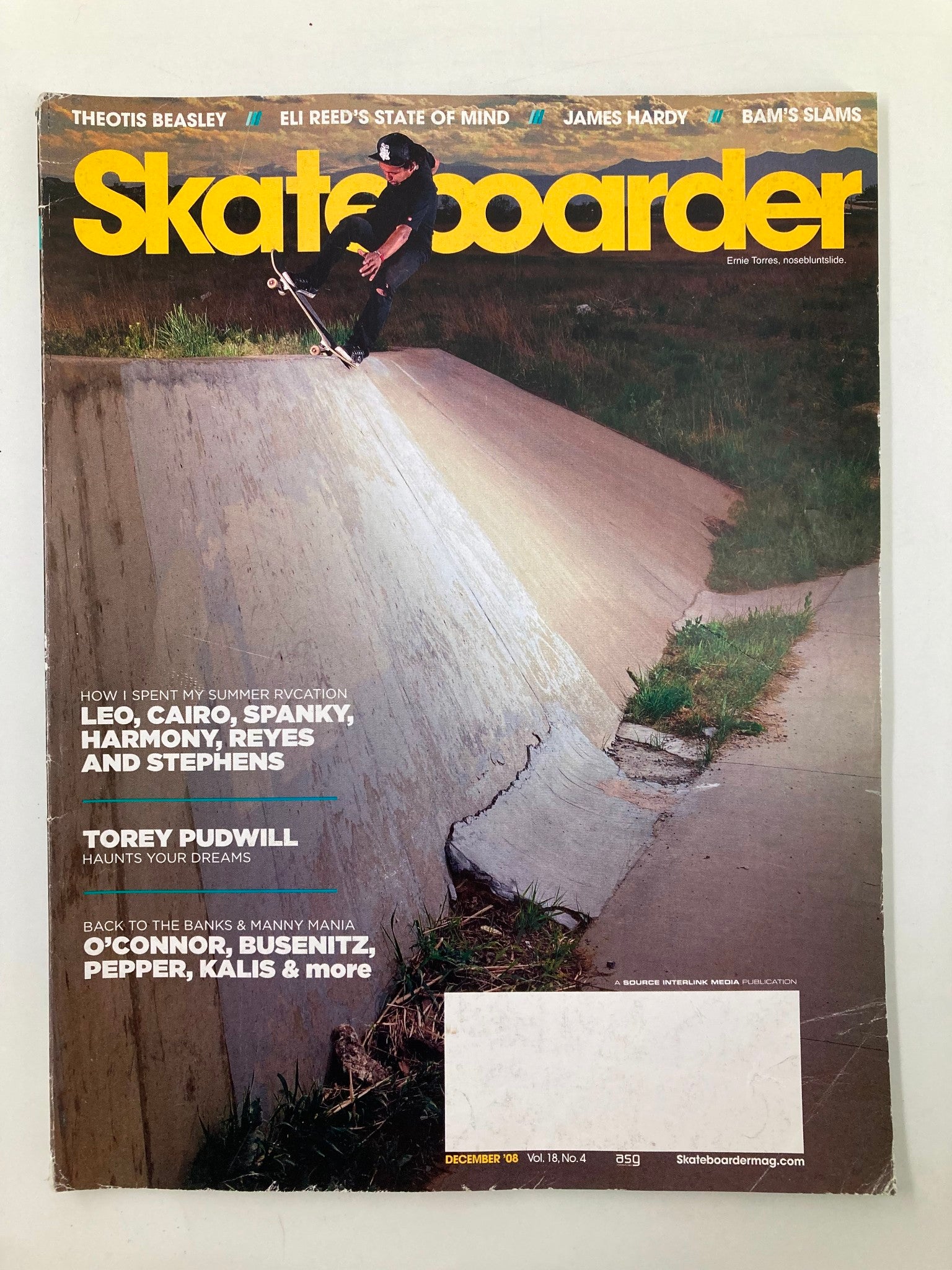 Skateboarder Magazine December 2008 Vol 18 #4 Ernie Torres Nosebluntslide