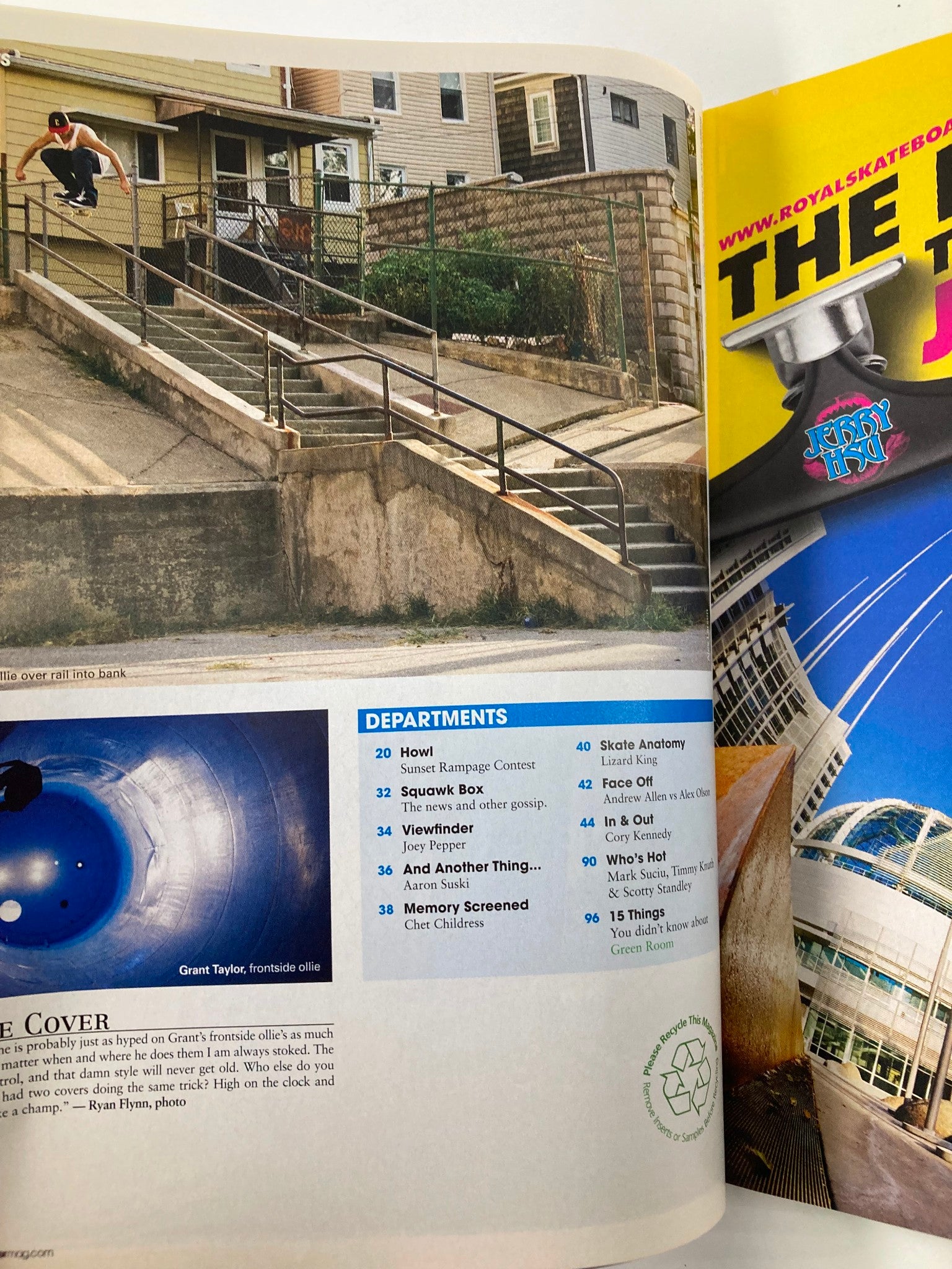 Interior page from Skateboarder Magazine January 2011 featuring Grant Taylor's frontside ollie, with magazine departments and skateboard feature details.