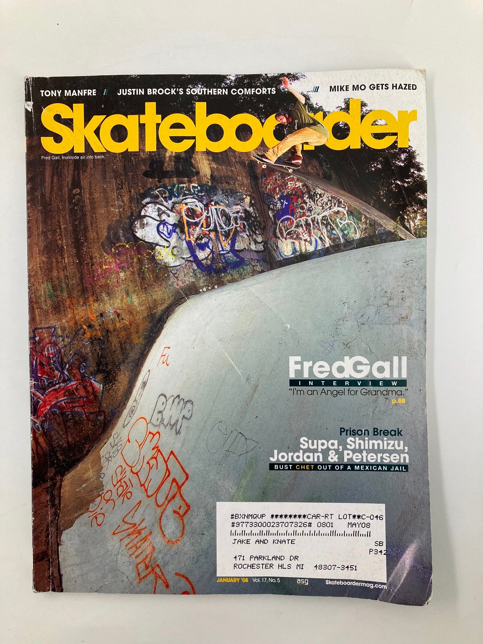 Skateboarder Magazine January 2008 Vol 17 #5 Fred Gall Frontside Air Into Bank